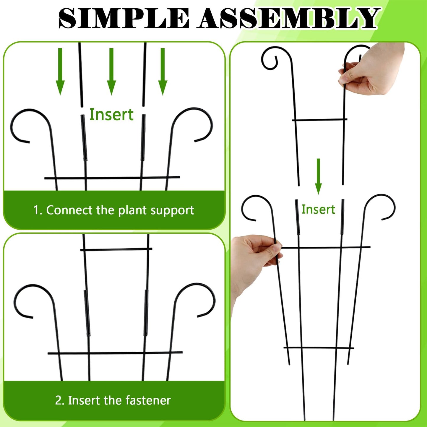 23.6 inch Large Trellis for Potted Plants, 4 Pack Rustproof Metal Plant Trellis for Climbing Plants Indoor, Sturdy Expandable Houseplant Support for Monstera, Pothos, Hoya, Vine (4 Pack)