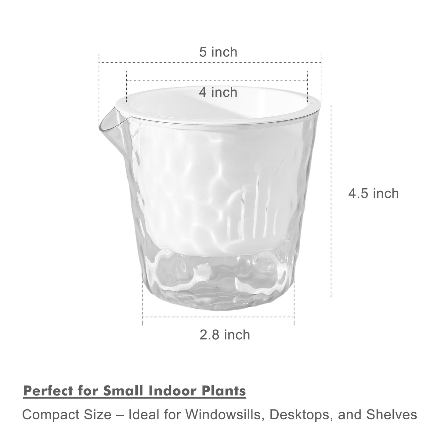 4 Inch Self Watering Plant Pots for Indoor Plants 10 Packs African Violet Pot, Self Watering Planters for Herb, Orchid, Devil's Ivy, Flower Houseplant Planters, Clear Plant Pots, White