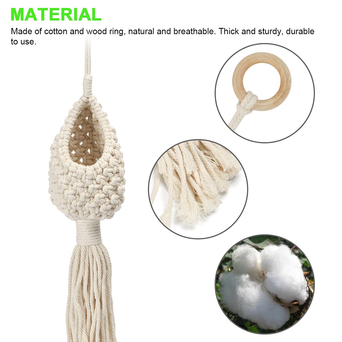 Spencer 2 Pack Macrame Plant Hanger - Hanging Planters Handmade Hanging Plant Holder Cotton Rope, Decorative Flower Pot Holder for Real & Fake Hanging Plants Indoor Outdoor Boho Home Decor