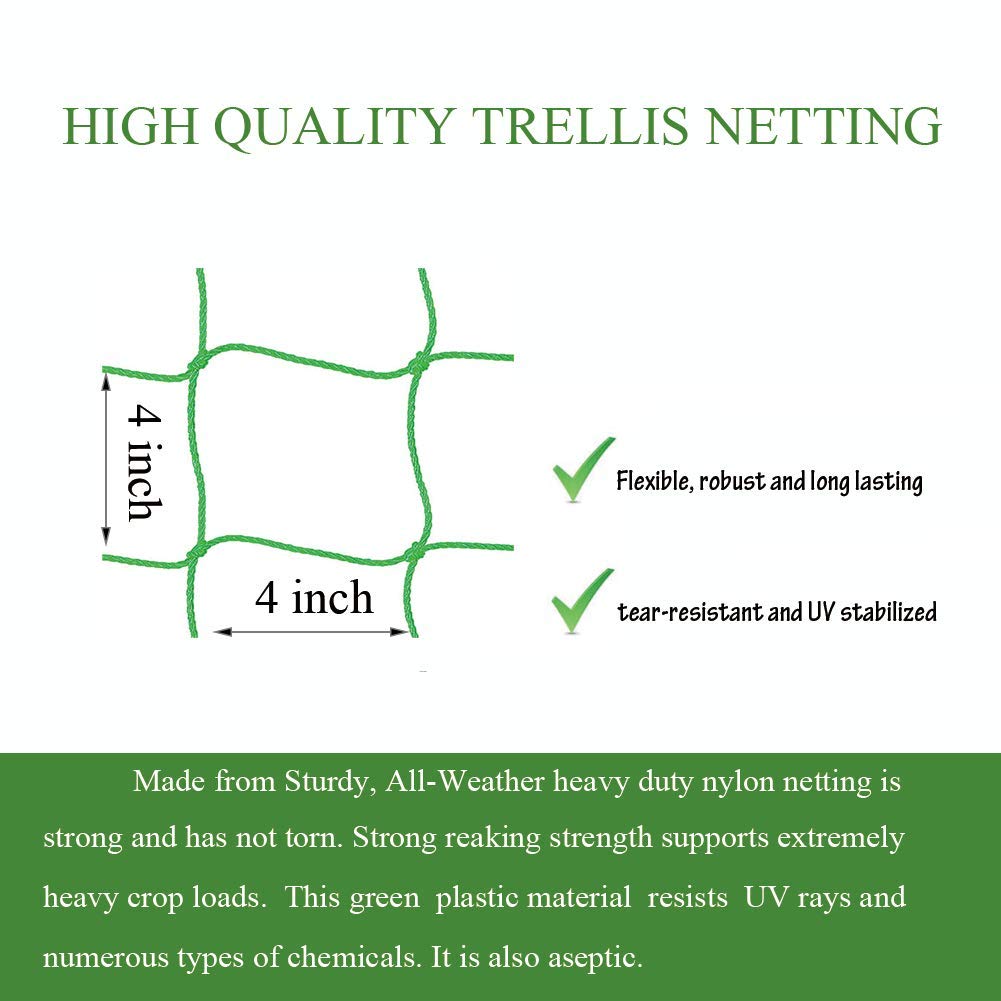 Trellis Netting for Climbing Plants - Heavy Duty Garden Trellis Netting for Cucumber, Vine, Fruits & Vegetables Tomato Plants Trellis Net, Climbing Vining Plants (1-Pack 16.4' x 6.6'Ft)
