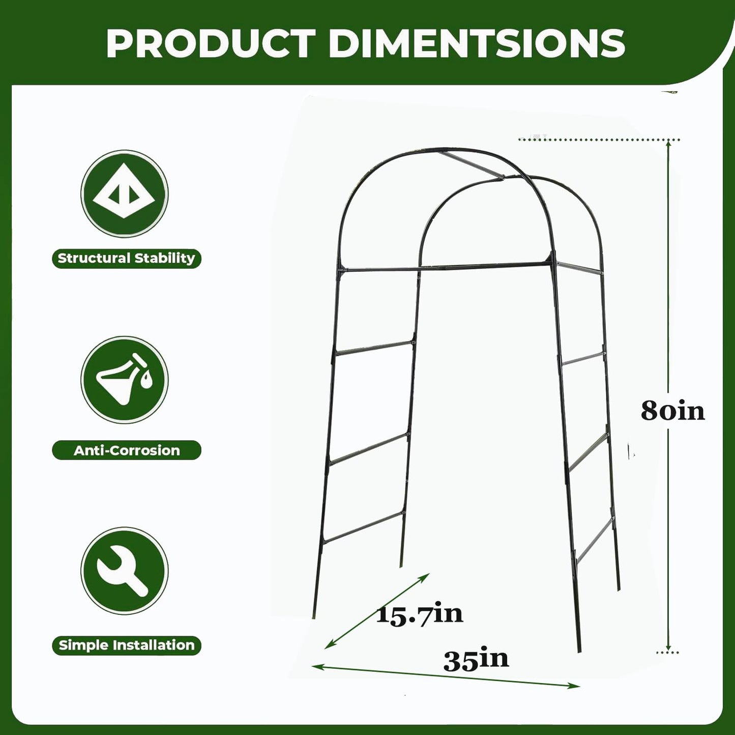 Garden Arch Trellis for Climbing Plants Outdoor 6.7 ft Height Large Tunnel Trellis Support for Vegetables Plant Cucumber Trellis for Garden Raised Bed, Black