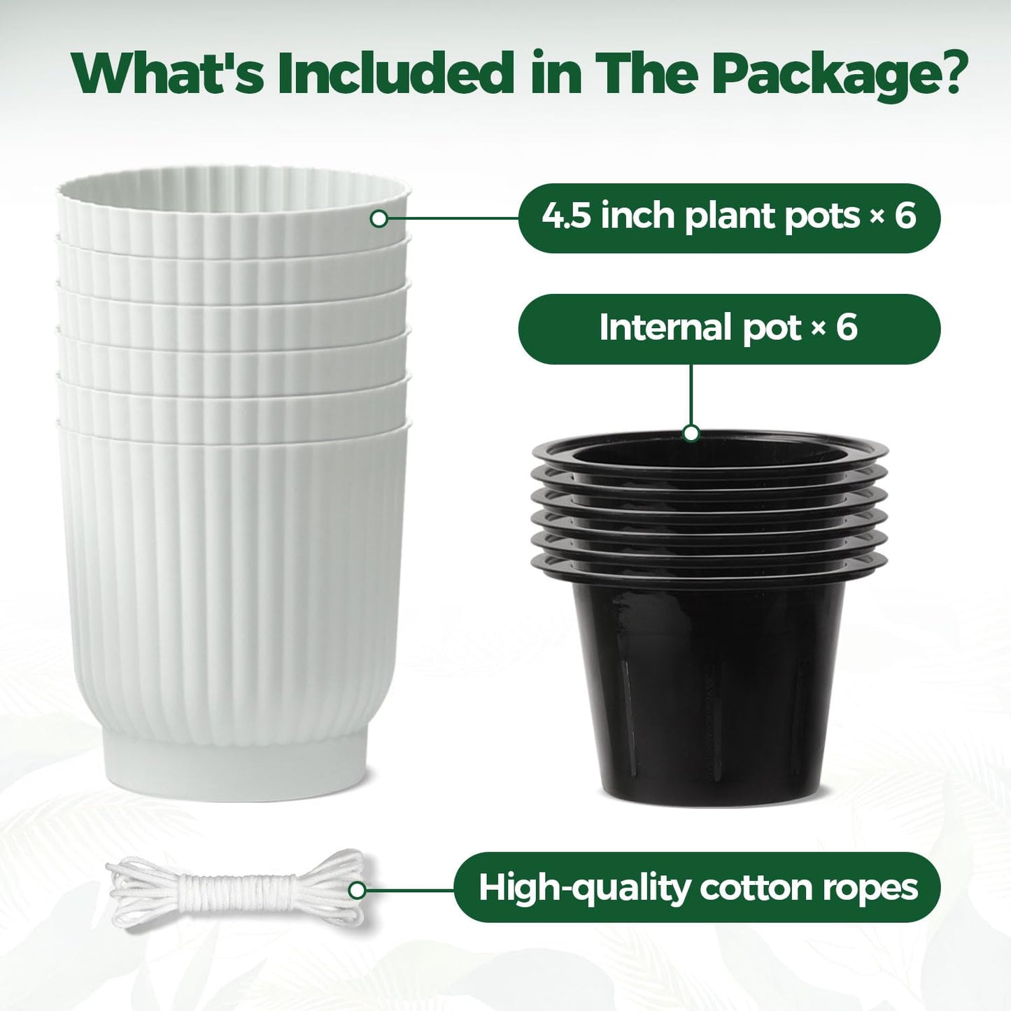 T4U 4.5 Inch Plant Pots Self Watering, 6 Pack African Violet Pots, Small Plant Pots for Plants, Small Indoor Plant Pot, Self Watering Planter for African Violet, Succulents (6 Pack 4.5" Pots, White)