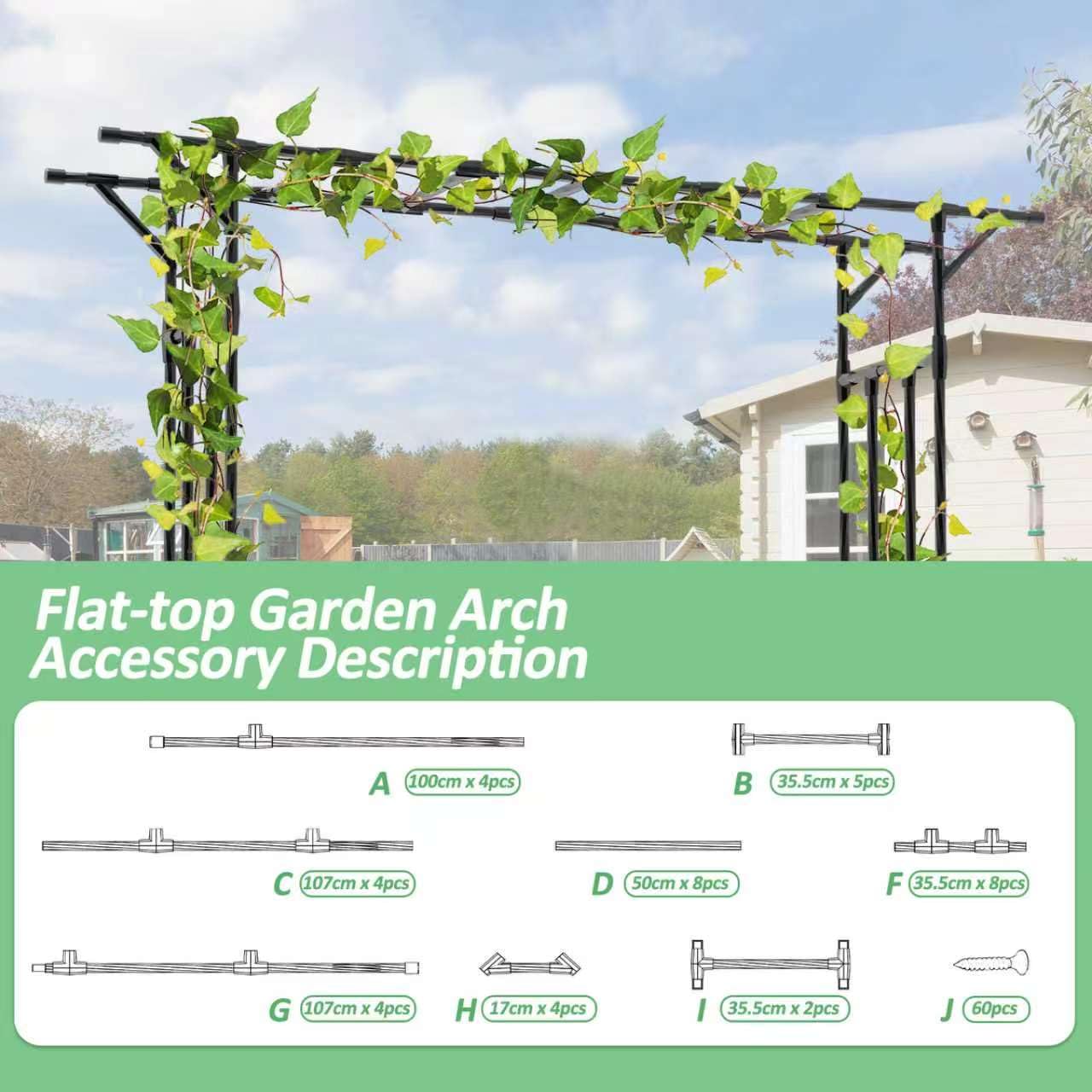 Garden Arch Trellis - 79" L x 86" H Supersize Flattop Garden Arch - Garden Trellis for Lawn, Party, Ceremony Wedding Decoration (Pipe Diameter - 20MM)