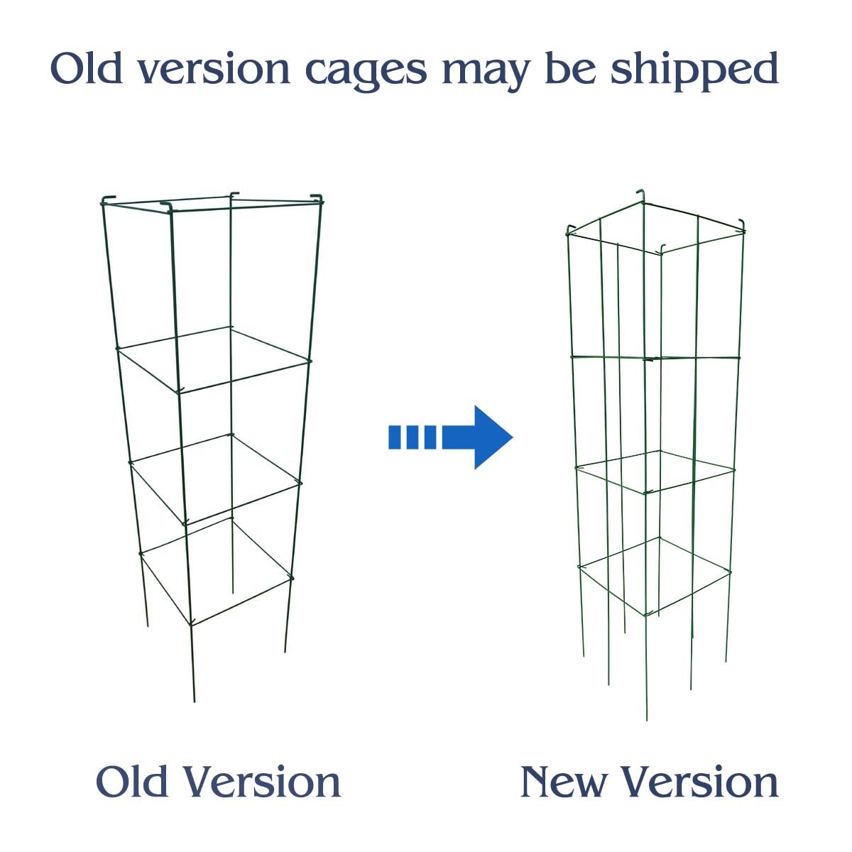 46" Height 12" Width 2PCS Green Square Folding Tomato Cage,Plant Support Stake Tower