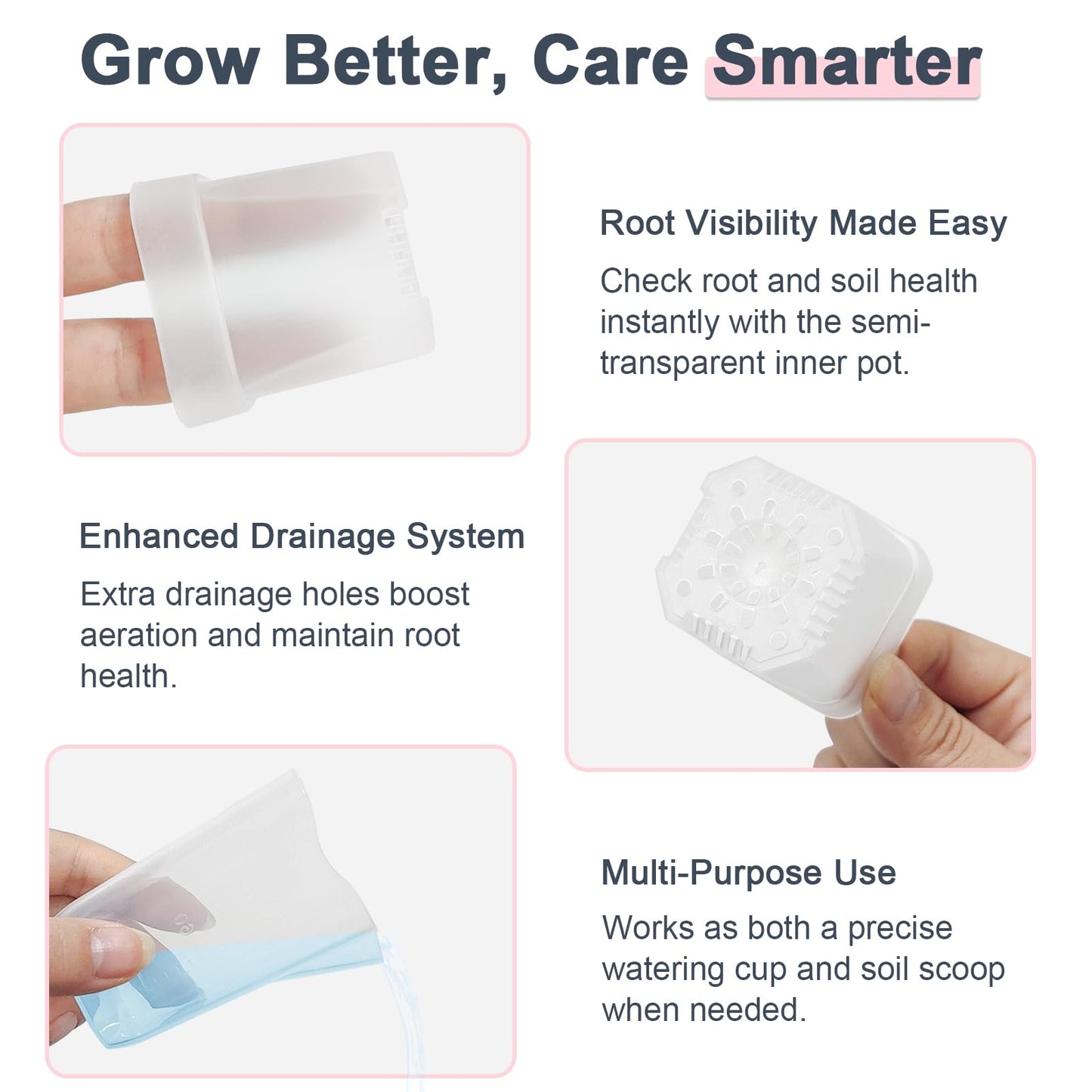 15 Pack 2.5" Self Watering Pots for Indoor Plants,Small Clear Plastic Planters with Water Level Indicator & Drainage Holes for Alocasia Propagation, African Violets, Seedlings, Cuttings and Succulents