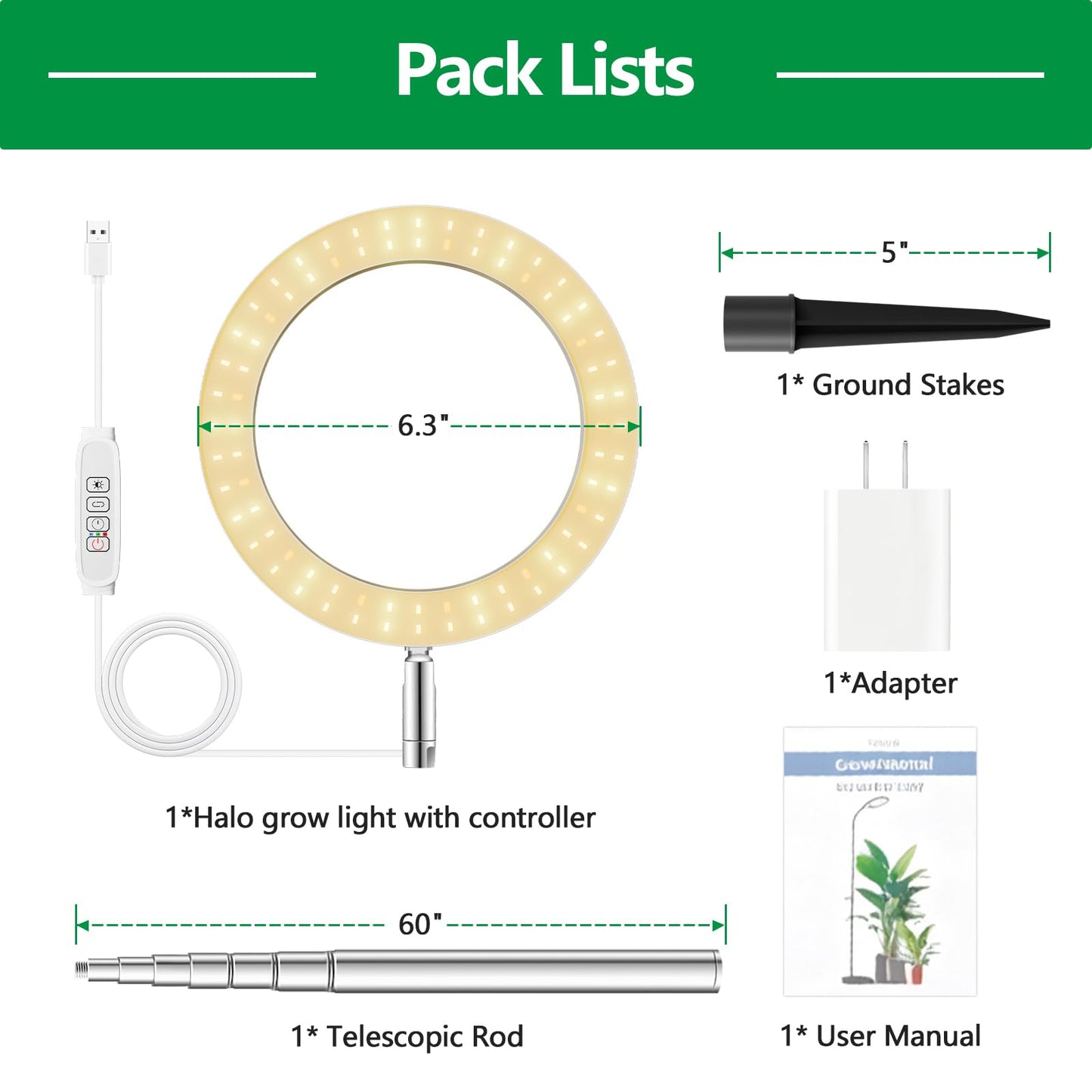 LPMZMBL 3 Packs Grow Lights for Indoor Plants,Plant Grow Light,80 LEDs Full Spectrum Plant Lights for Indoor Growing with 6/12/16H Timer-WG3