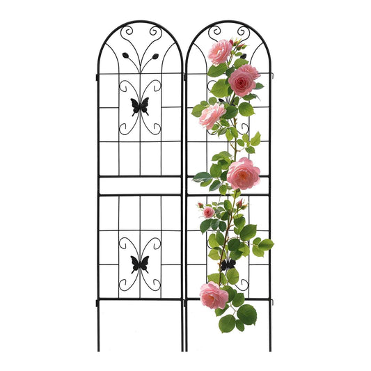 2 Pack Garden Trellis for Climbing Plants 86.7'' x 19.7''，Black Metal Garden Trellis，Heavy Duty Rustproof Plant Trellis for Rose Vine Vegetable