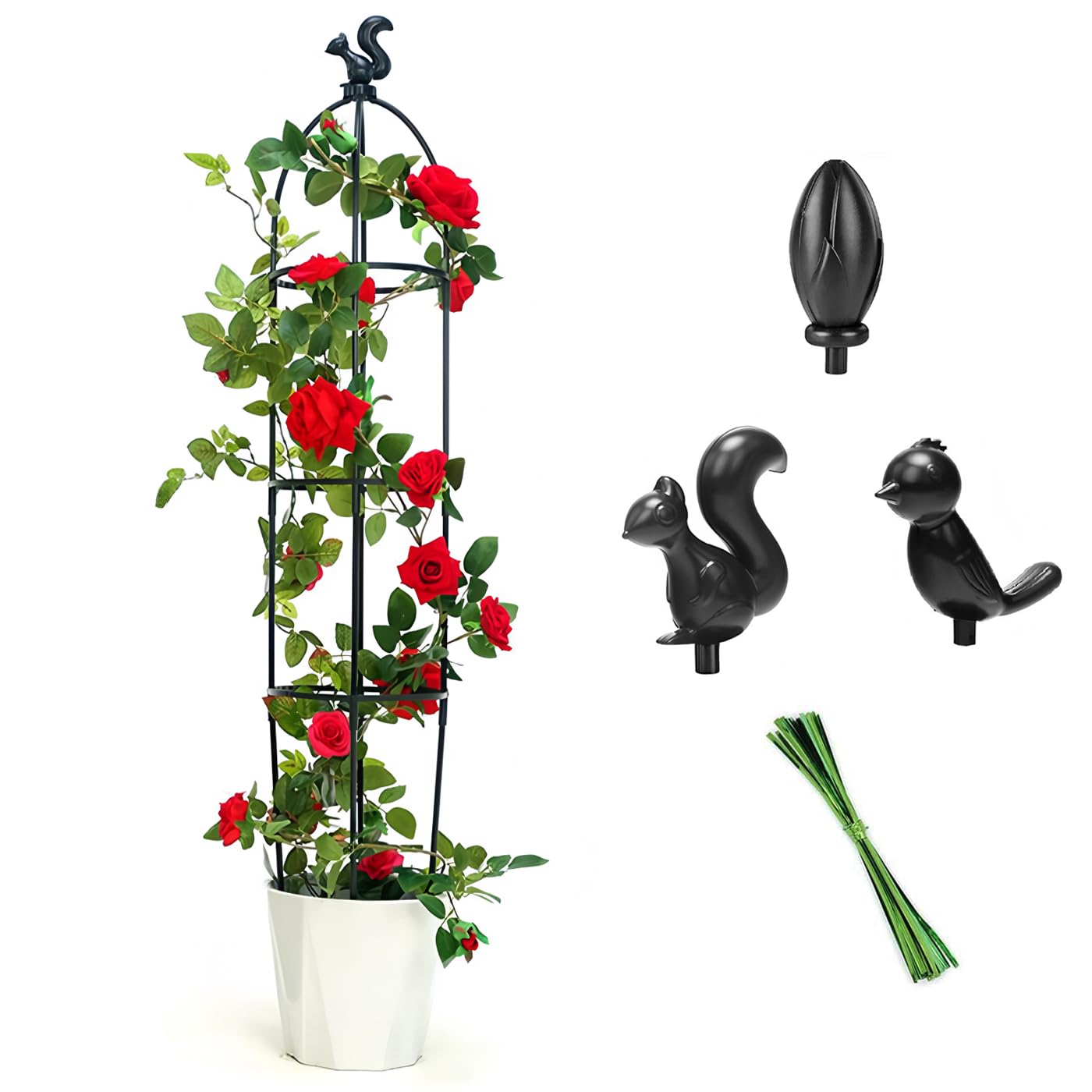Tower Obelisk Garden Trellis for Climbing Plant,48inch Rustproof Fiberglass Potted Plant Support for Indoor Outdoor Vegetable Fruits Climbing Vines Flowers Stands Comes with 20 Ties (2 Packs)