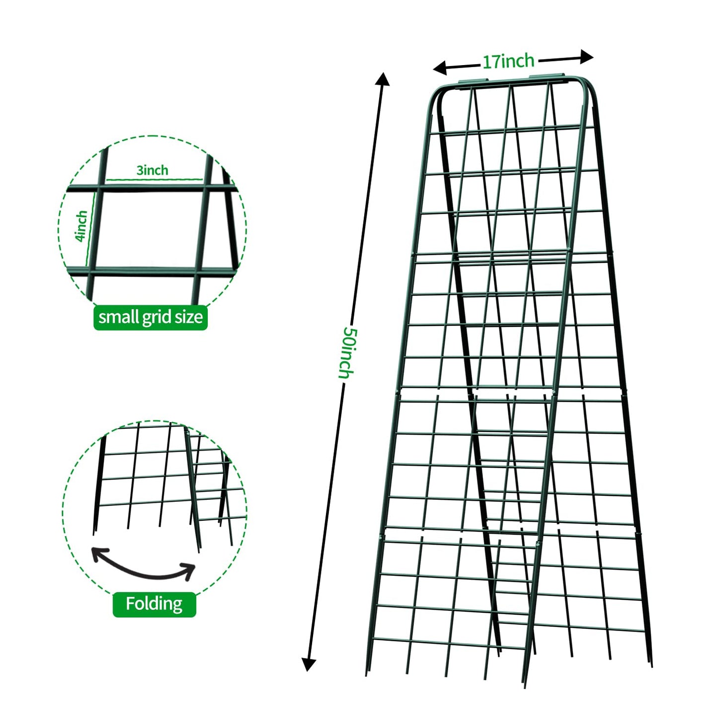 DOLEMODUO Heavy Duty Trellis for Climbing Plants, 50"x17" Adjustable Height Steel Cucumber Trellis, Powder Coated Metal Garden Trellis for Raised Beds,Tomatoes, Cucumbers & Outdoor Vines