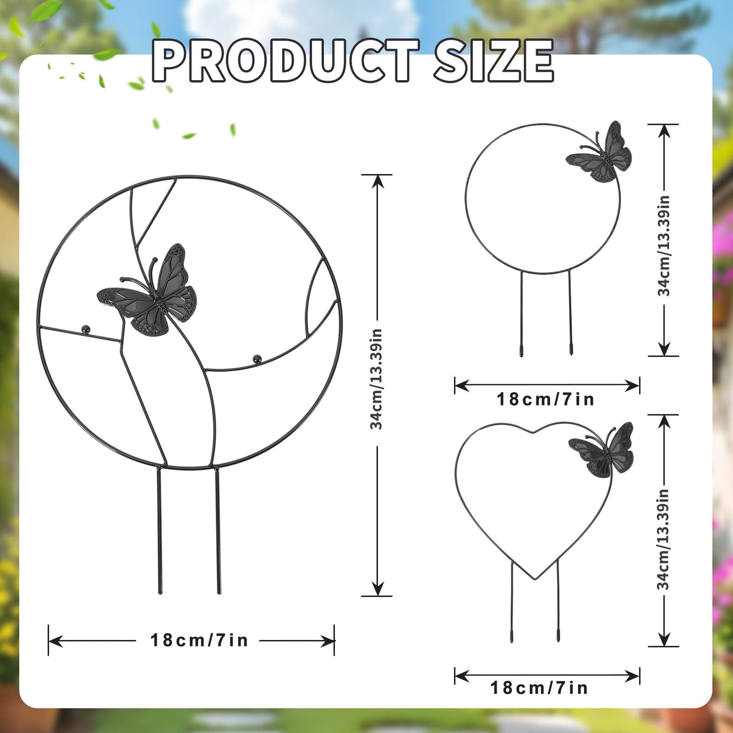 DTOFOOT 3Pack Trellis for Climbing Plants Indoor, Rust-Proof Trellis for Indoor Potted Plants Round Circle Trellis with Butterfly Houseplant Metal Wire Trellis for Vine Ivy Flower Plant Support