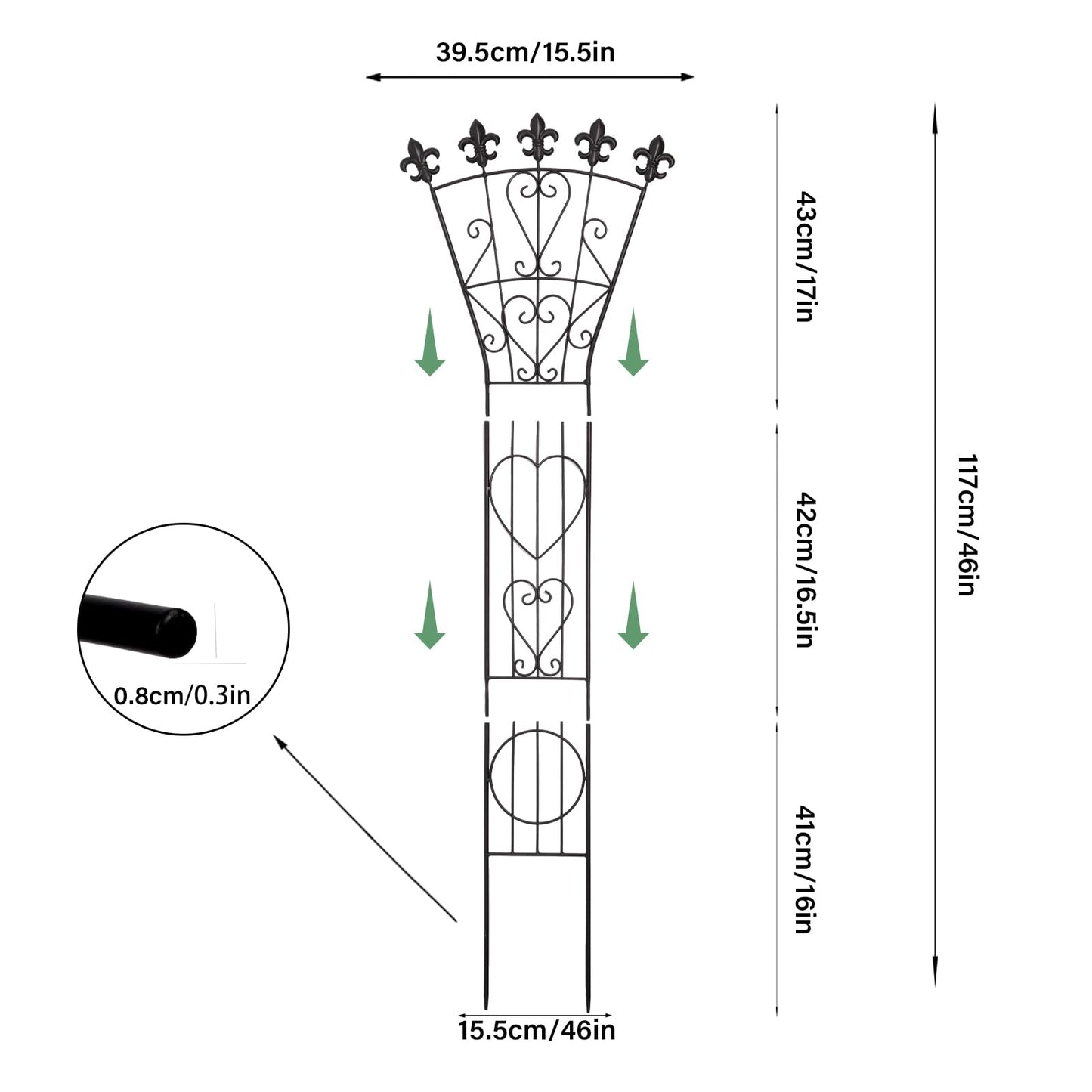 GOOOXIM Indoor Climbing Plant Trellis 46x15.5in Heavy Duty Durable Iron Decorative Support for Monstera, Pothos, and Houseplants Ideal for Vertical Growth in Garden, Balcony, and Indoor Spaces