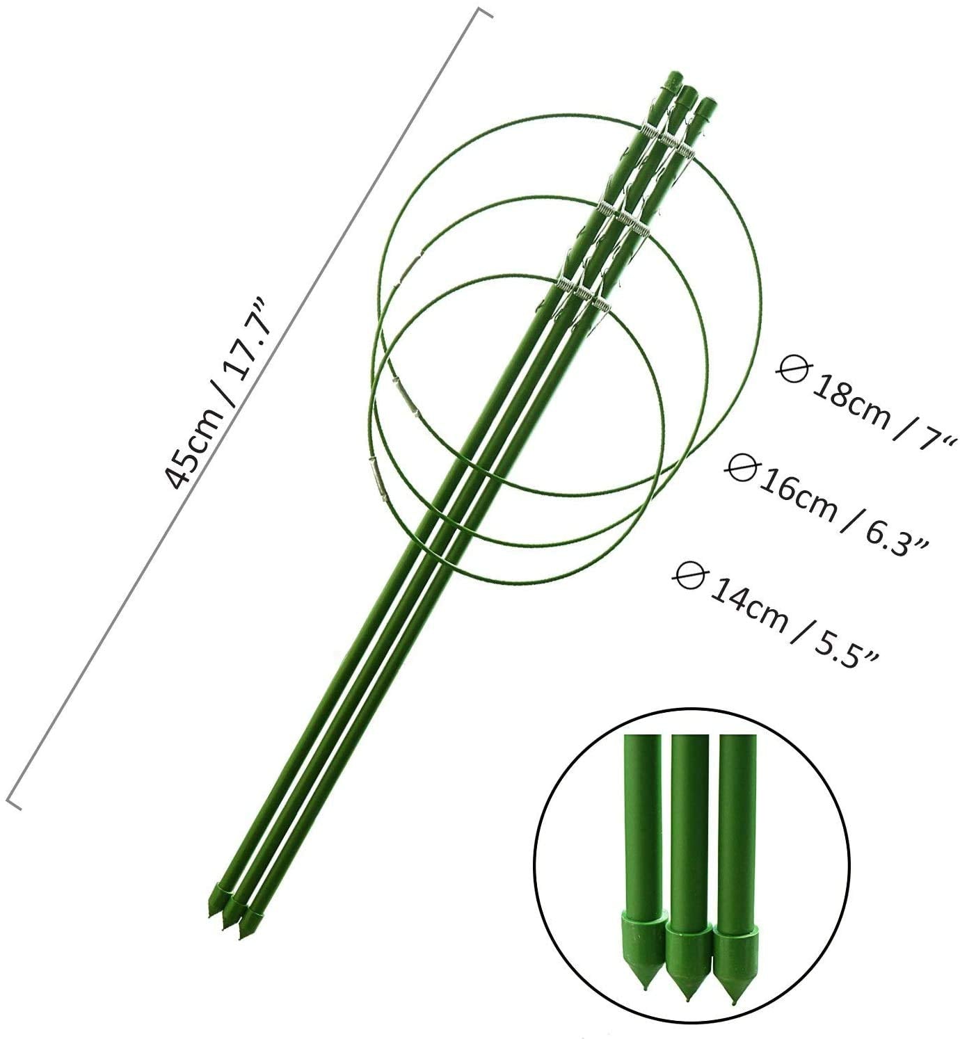 5 Pack Plant Support Tomato Cages for Garden Plants Support 18 inches Small Tomato Cages Tomato Trellis with Adjustable Rings Plant Stakes for Peony Supports Tomato Stakes Rings for Climbing Plants