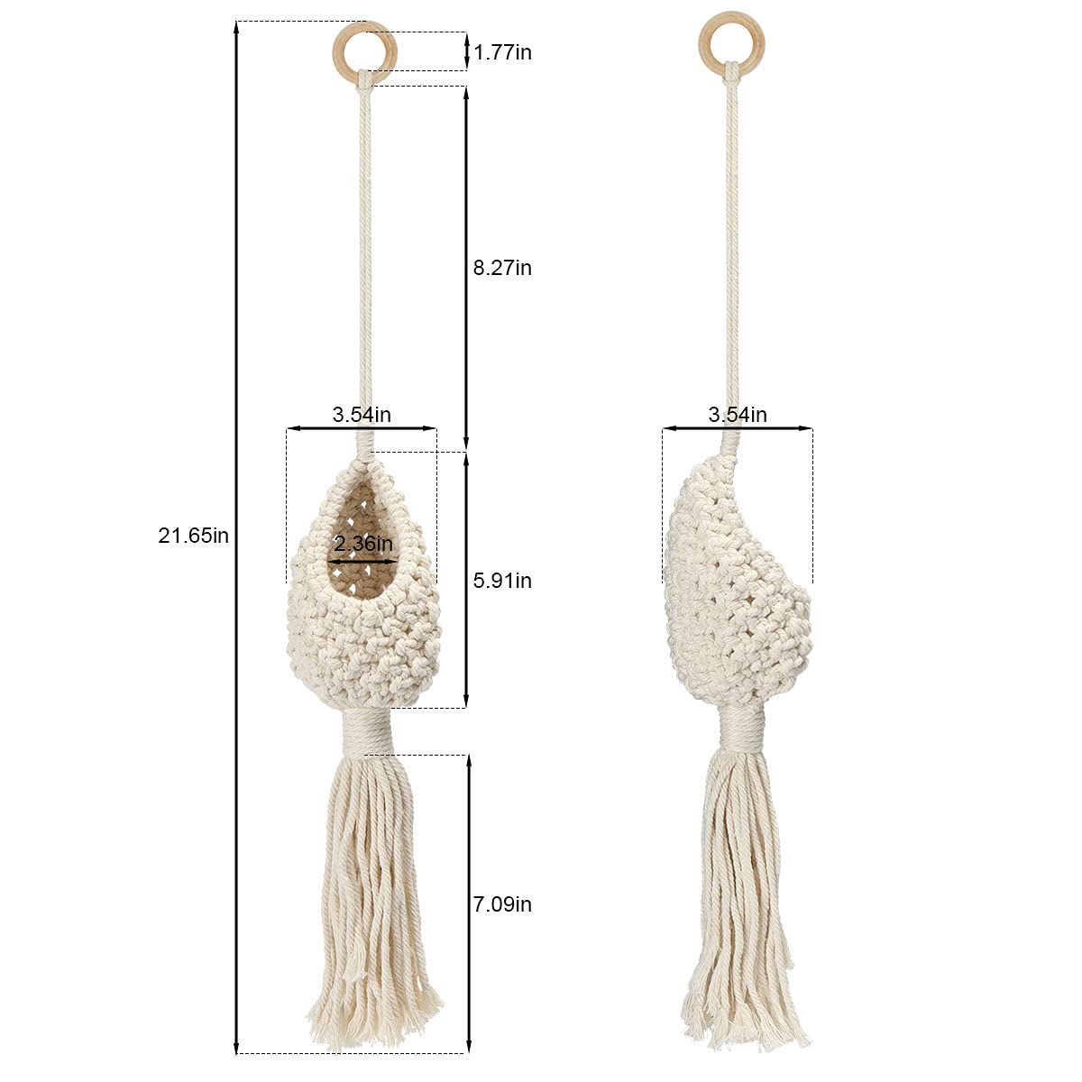 Spencer 2 Pack Macrame Plant Hanger - Hanging Planters Handmade Hanging Plant Holder Cotton Rope, Decorative Flower Pot Holder for Real & Fake Hanging Plants Indoor Outdoor Boho Home Decor