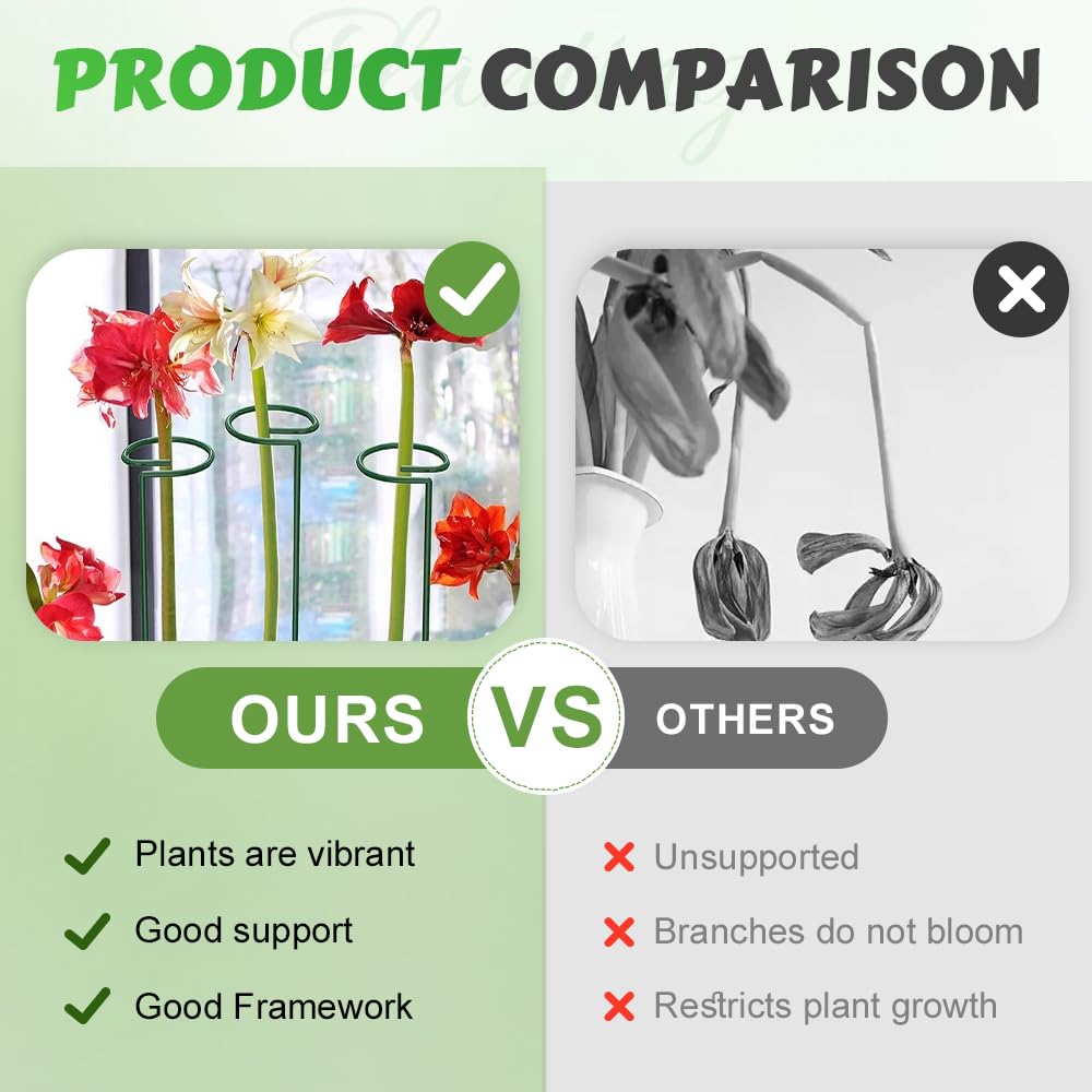 4/8/12 Pack Plant Stakes, 16/24/36 Inch Plant Support Stakes, 2025 New Plant Sticks Support, Flower Stakes for Plants Peony, Tomato Seedling, Marigold, Amaryllis, Sapling, Coreopsis (16 Inch-8 Pack)