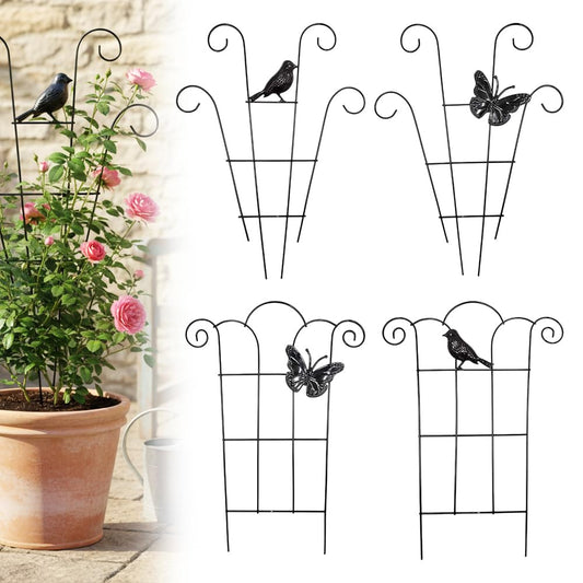 4 Pack Trellis for Potted Plants, 2026 New Stackable Metal Garden Trellis for Potted Plants Pothos Plant Climber Support for Indoor & Outdoor Houseplants (Butterfly+Bird)