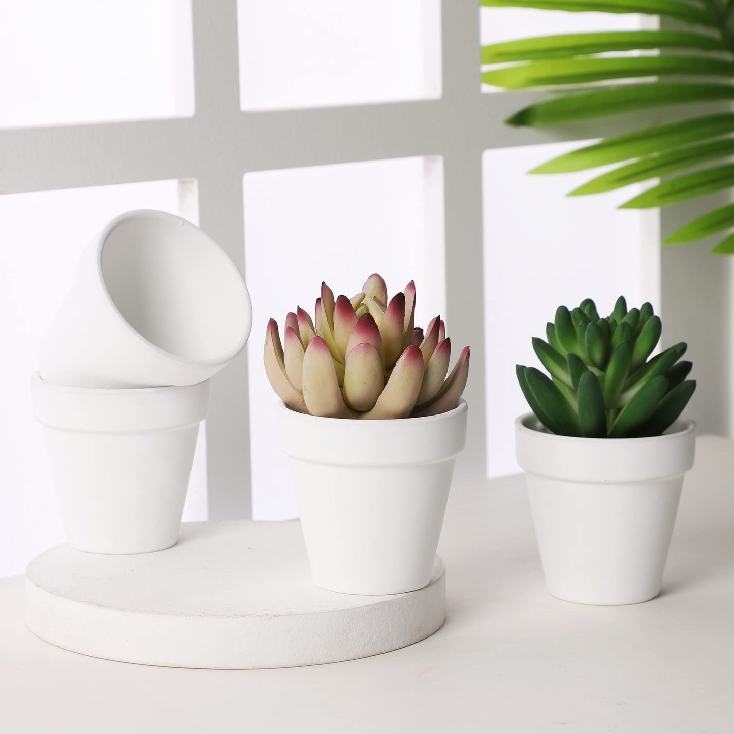 Yishang 27 pcs Small Mini White Clay Pots, 2 inch Terracotta Pot Clay Ceramic Pottery Planter,Cactus Flower Terra Cotta Pots,Succulents Nursery Pots,with Drainage Hole,Great for Crafts,Wedding Favor