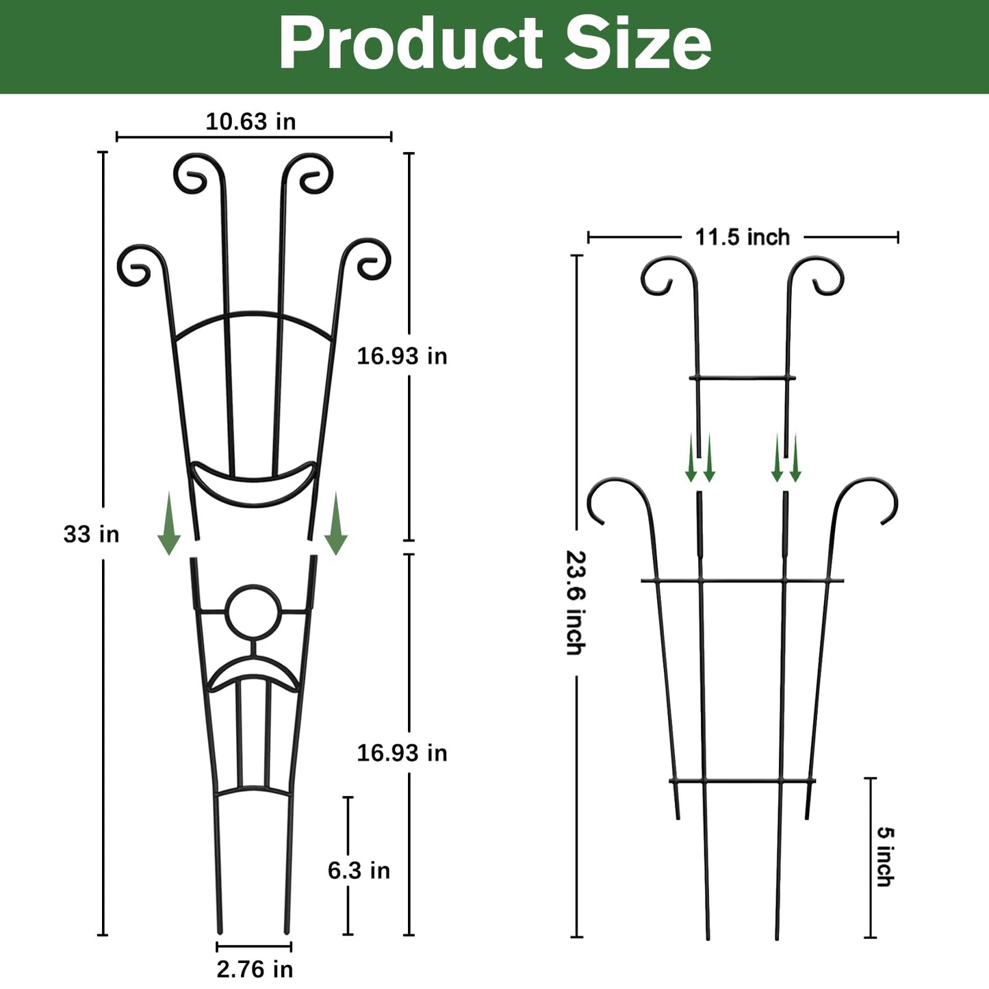 4(Four) Expandable Metal Trellis for Potted Plants, 2(Two) 23in Plant Trellis for Potted Plants and 2(Two) 32.6in Plant Trellis for Climbing Plants Indoor