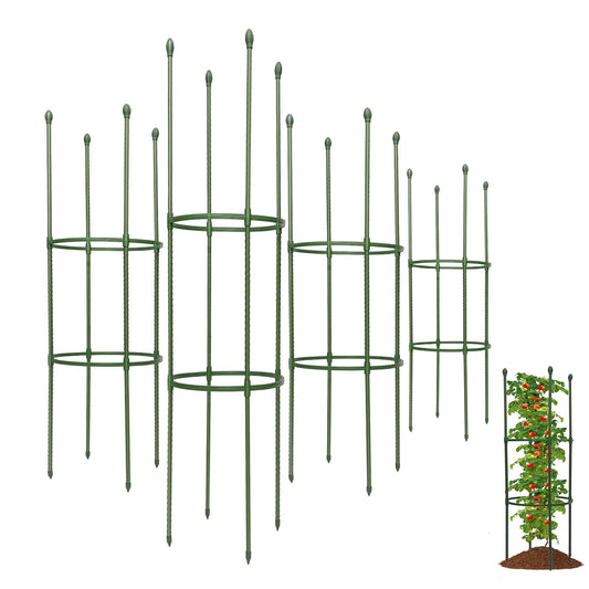 Tiuire Tomato Cages for Garden,4 Pack 50in Tall Tomato Plant Support Stakes Adjustable Heavy Duty Steel Plant Tower Stakes, Updated Cucumber Trellis Garden Cages for Climbing Plants Vegetable Flowers