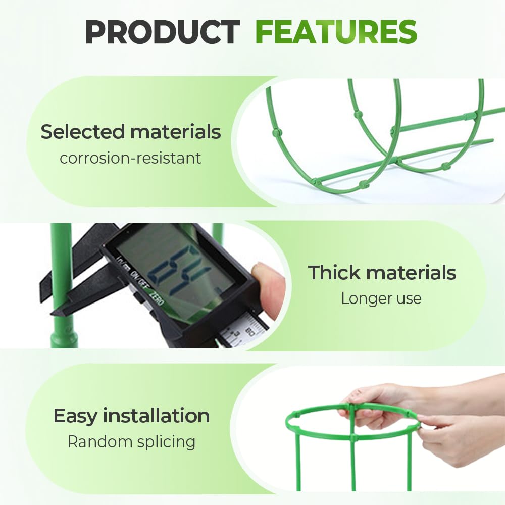 Plant Support Cage, Adjustable Height Garden Stakes for Tomato, Peony, Hydrangea, Snake Plant, Upgraded Thickened Half-Round Plant Supports for Indoor Outdoor Climbing Vegetables & Flowers (15)
