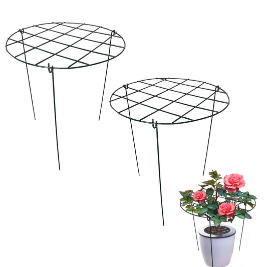 2 Pack Round Peony Cages and Supports Grow Through Grid Plant Brace,18 inch Heigh Plant Support Stake for Small Plant Flower Vegetable (2pcs 18“)