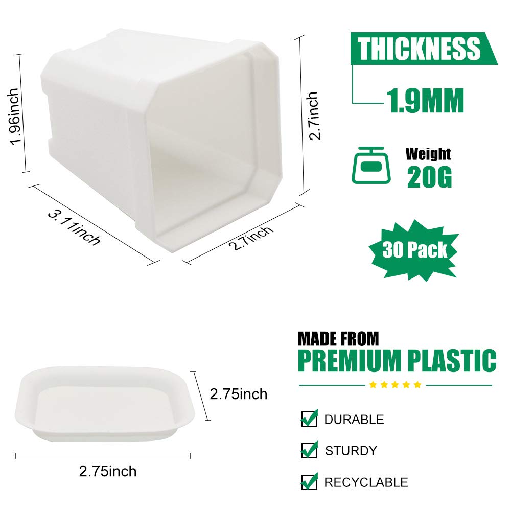foxany 30 Pcs 3" Plants Nursery Pot, Thick Plastic Square Colorful Flower Planting Pots, Plant Seedling Pots, Seed Starting Pots with Saucers - Multi 30 Pcs