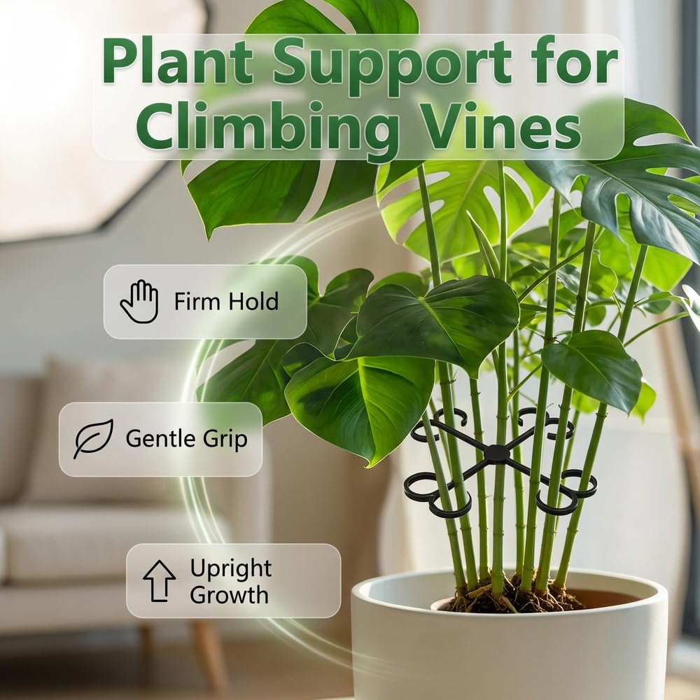 Monstera Plant Support, 2026 New Plant Stem Support for Climbing Plants, Plant Supports for Indoor Plants, Durable Garden Accessory for Home Growers (Red, 5.31in + 4.53in + 3.03in + 2.28in)
