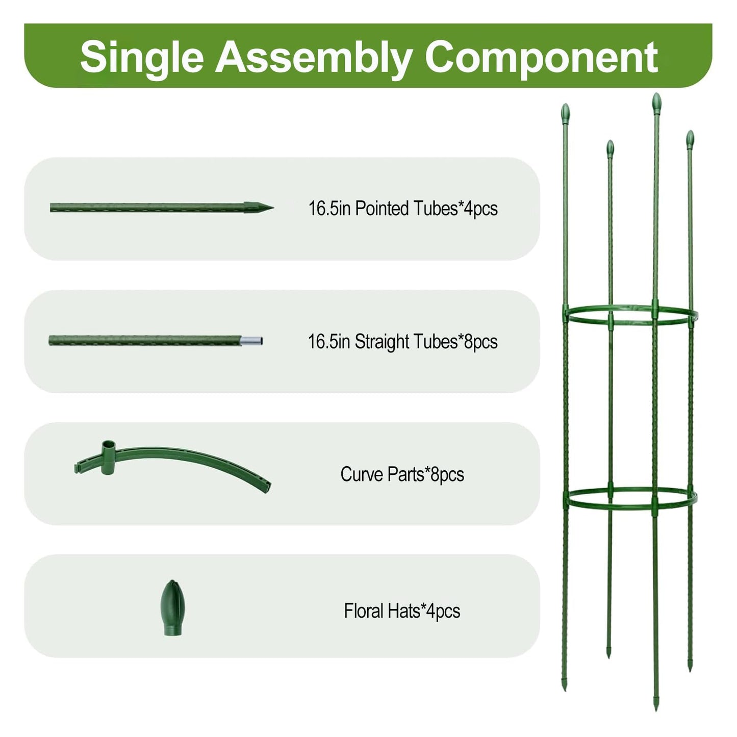 Wikdey Tomato Cages for Garden&Pots, 4 Pack 50" Plant Support Trellis for Tomatoes, Cucumbers, Beans | Heavy-Duty Steel with Rust-Proof Coating | Garden Stakes for Outdoor Indoor Plants