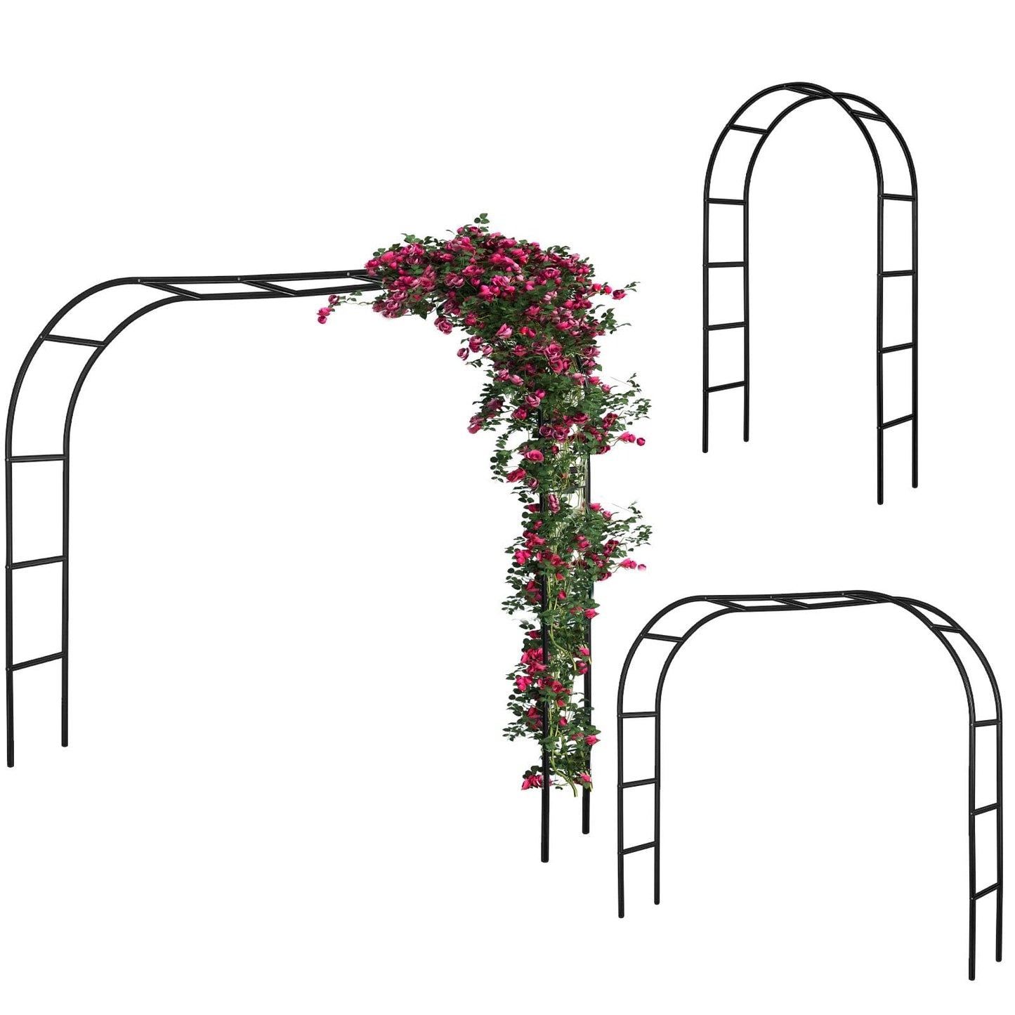 Gisafai 3 Pcs Metal Garden Arch Trellis Wedding Arches Pergola Arbor 7.9 Ft, Two Way Assemble, Durable Wedding Trellis Archway for Climbing Plants Outdoor Bridal Party Decoration (Black)