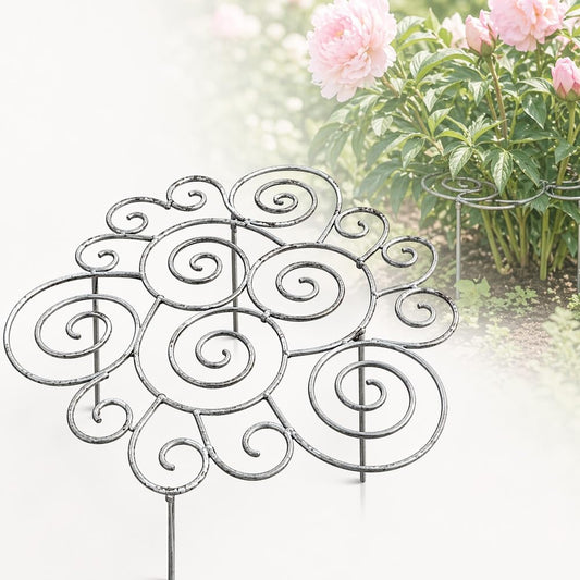 Metal Plant Support Ring for Garden Peony Cage Stand Indoor Pots Flower Hoop, Decorative Outdoor Peonies Grow Through Rings, Large Dahlia Stake, Pothos Climber Pole(1PC,Large)