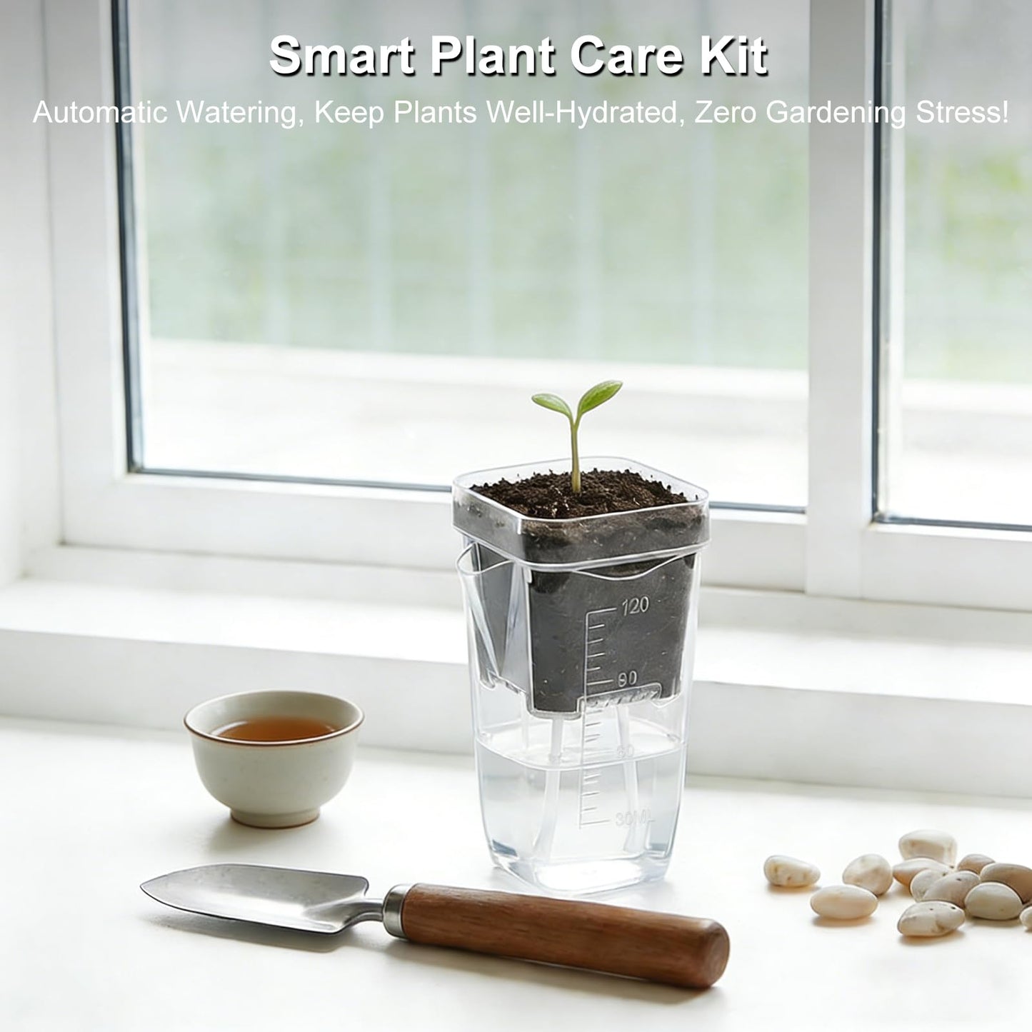 12 Pack 2" Mini Self Watering Pots for Indoor Plants - Clear Plastic Planters with Water Level Indicator & Drainage Hole, Ideal for Alocasia, African Violet, Cuttings, Seeding + 12 Plant Labels