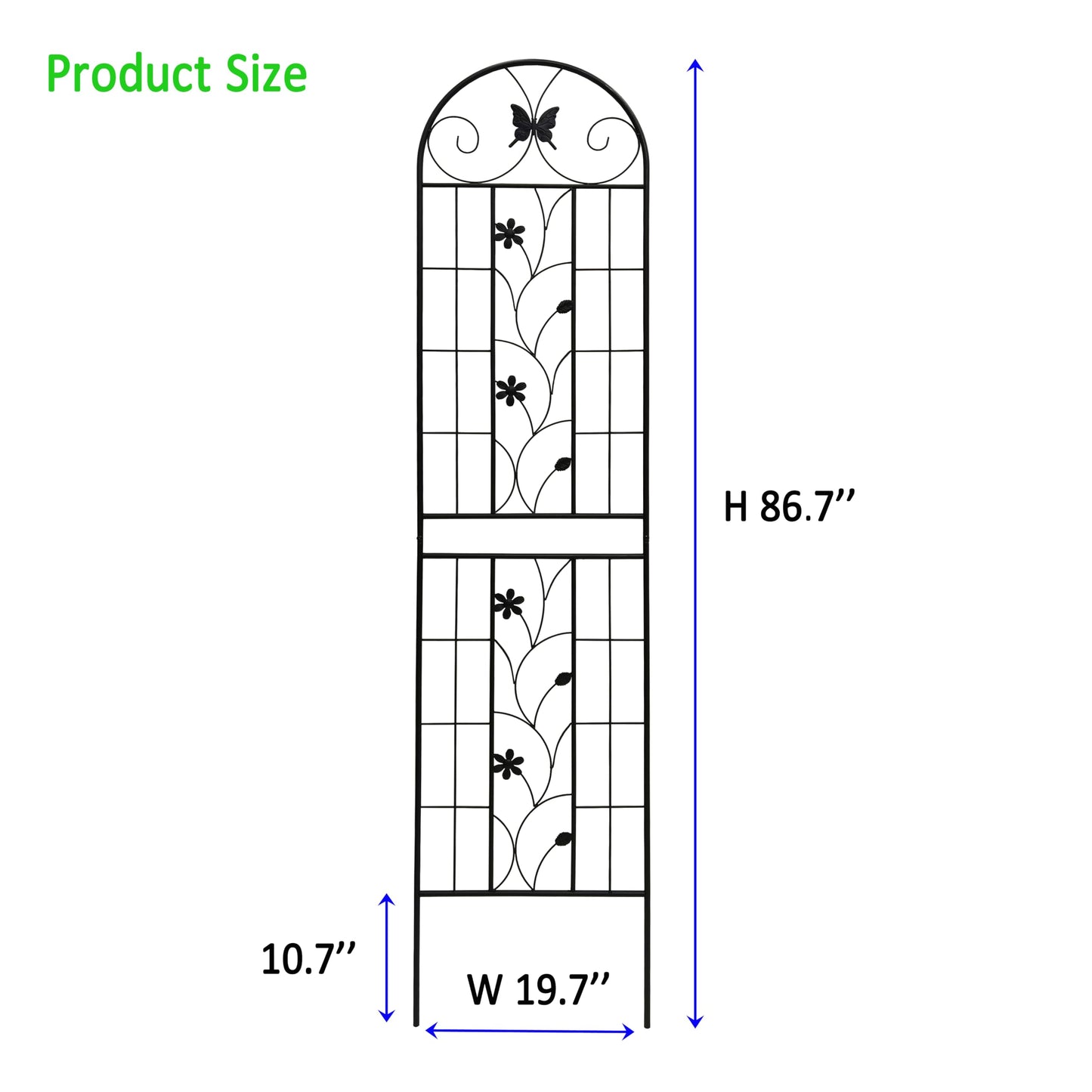 2 Pack Metal Garden Trellis 86.7" x 19.7", Rustproof Plant Support for Climbing Plants, Outdoor Flower Support for Vines Roses Vegetables, Easy Assembly, Black