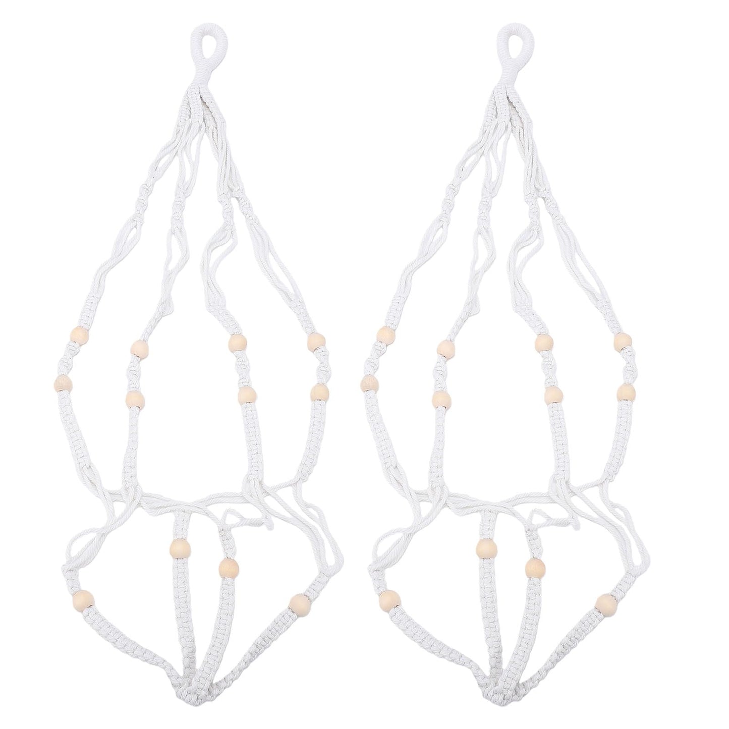 Hidyliu Macrame Plant Hanger Bohemian Style Flexible Cotton Rope Hanging Flower Pot Holder for Indoor Plants 35.4 Inch Set of 2 Elegant Plant Enthusiasts (White)