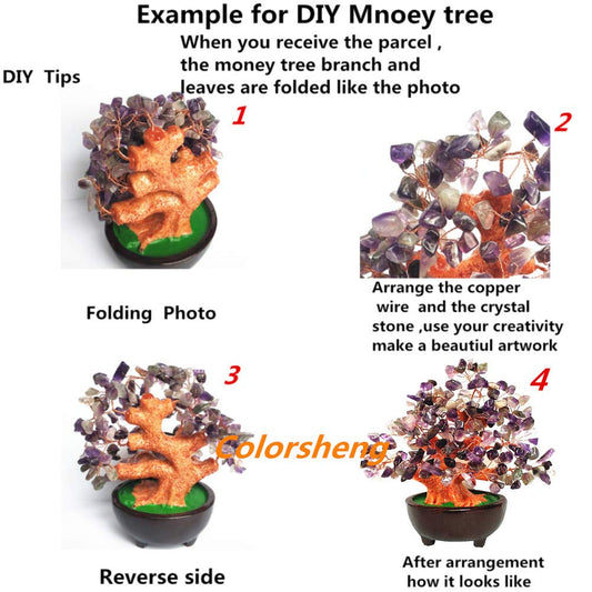 Colorsheng 7 Inch Quartz Crystal Money Tree Bonsai Feng Shui Gem Decoration for Wealth and Luck (Red)