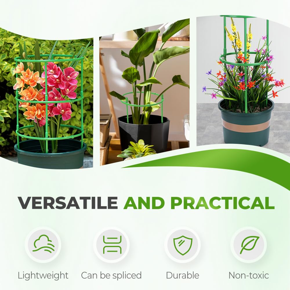 Plant Support Cage, Adjustable Height Garden Stakes for Tomato, Peony, Hydrangea, Snake Plant, Upgraded Thickened Half-Round Plant Supports for Indoor Outdoor Climbing Vegetables & Flowers (15)