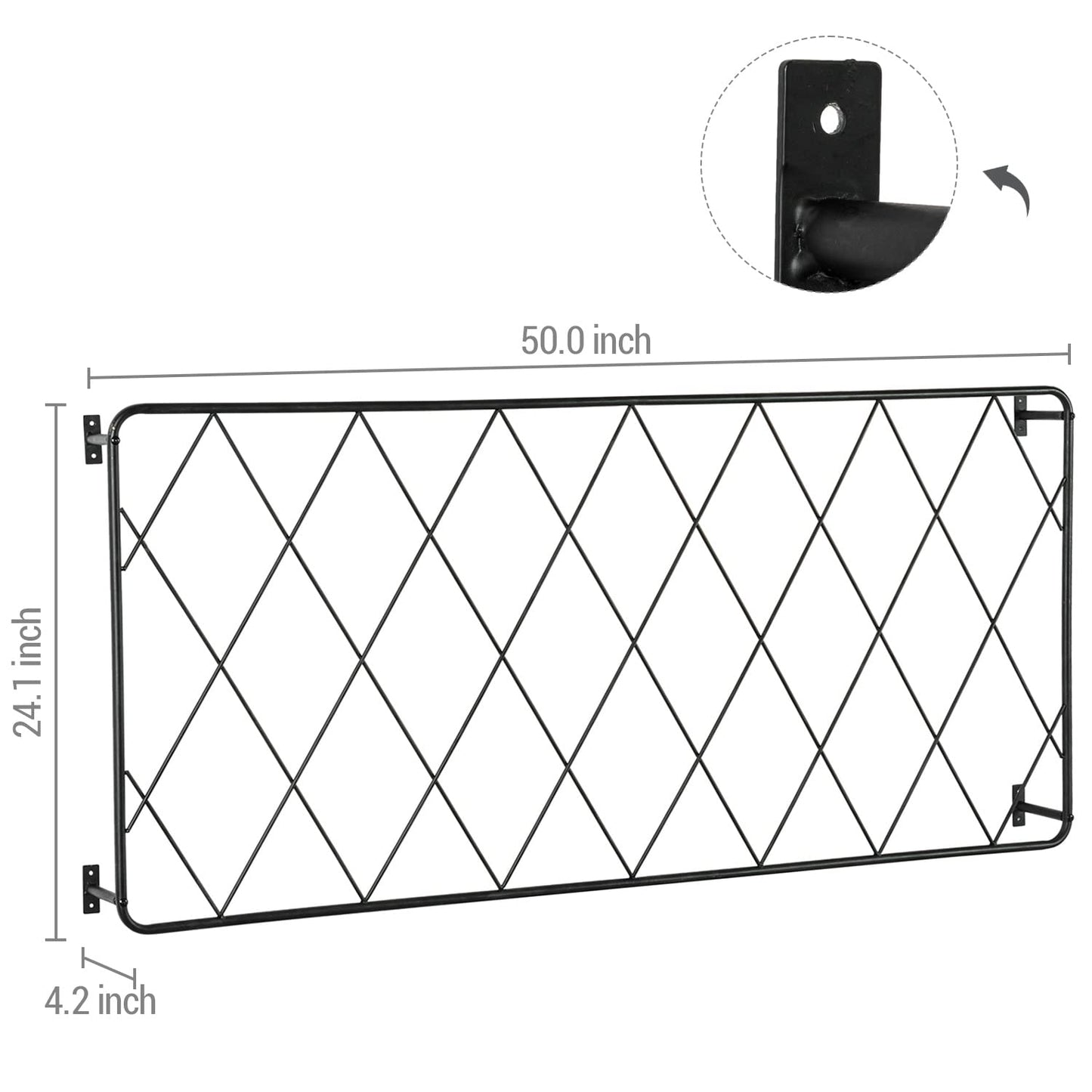 MyGift 50"x24" Wall Mounted Garden Trellis, Black Metal Lattice Panels for Outside, Hanging Lattice Support Frame for Outdoor or Indoor Climbing Plants, Set of 2 Panels