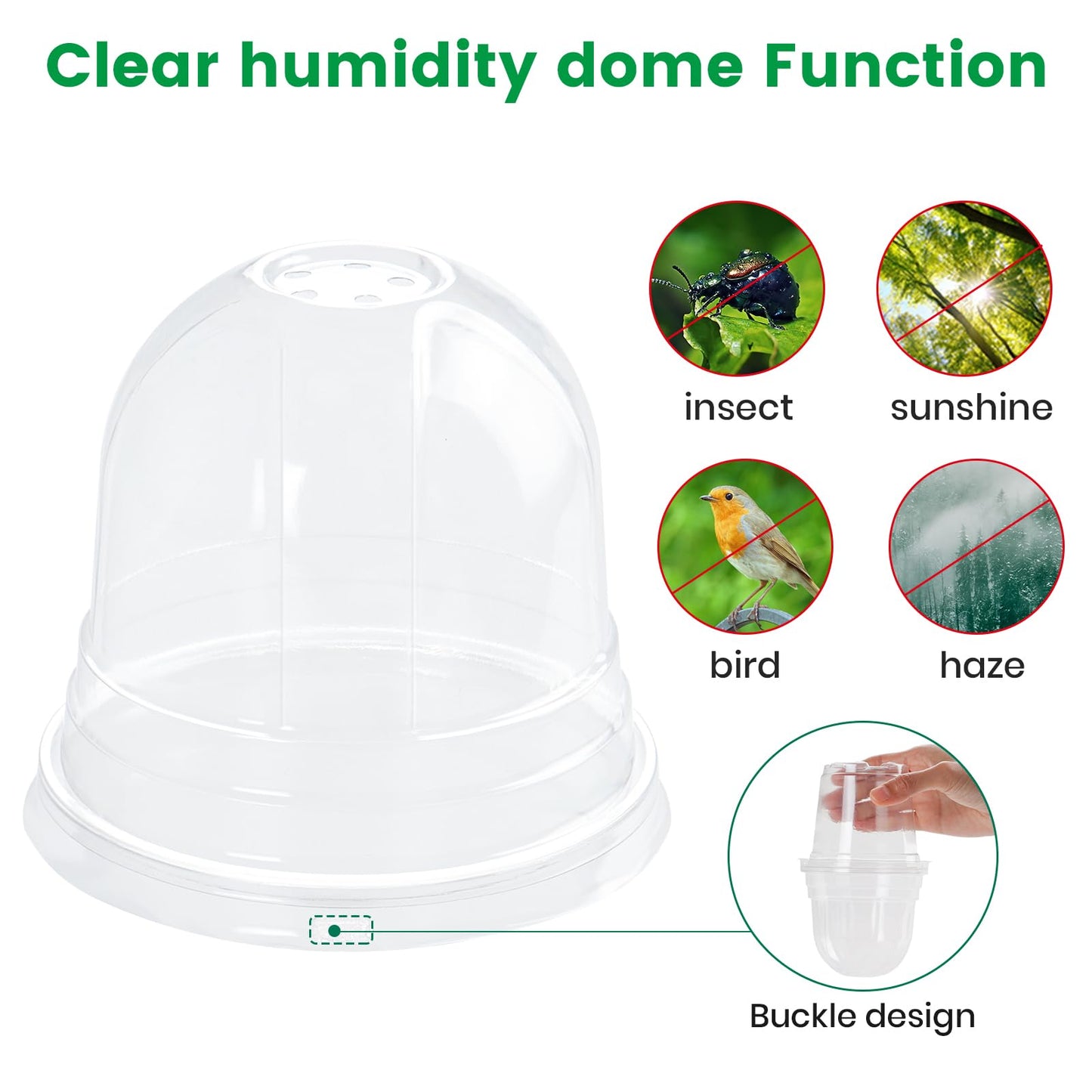 Bluepro 36 Packs 5/4/3.5 Inch Clear Nursery Pots with Humidity Domes, Transparent Plant Pots with Drainage Holes, Variety Pack Seedling Pots for Vegetable Propagation, Root Cutting, Seed Starting