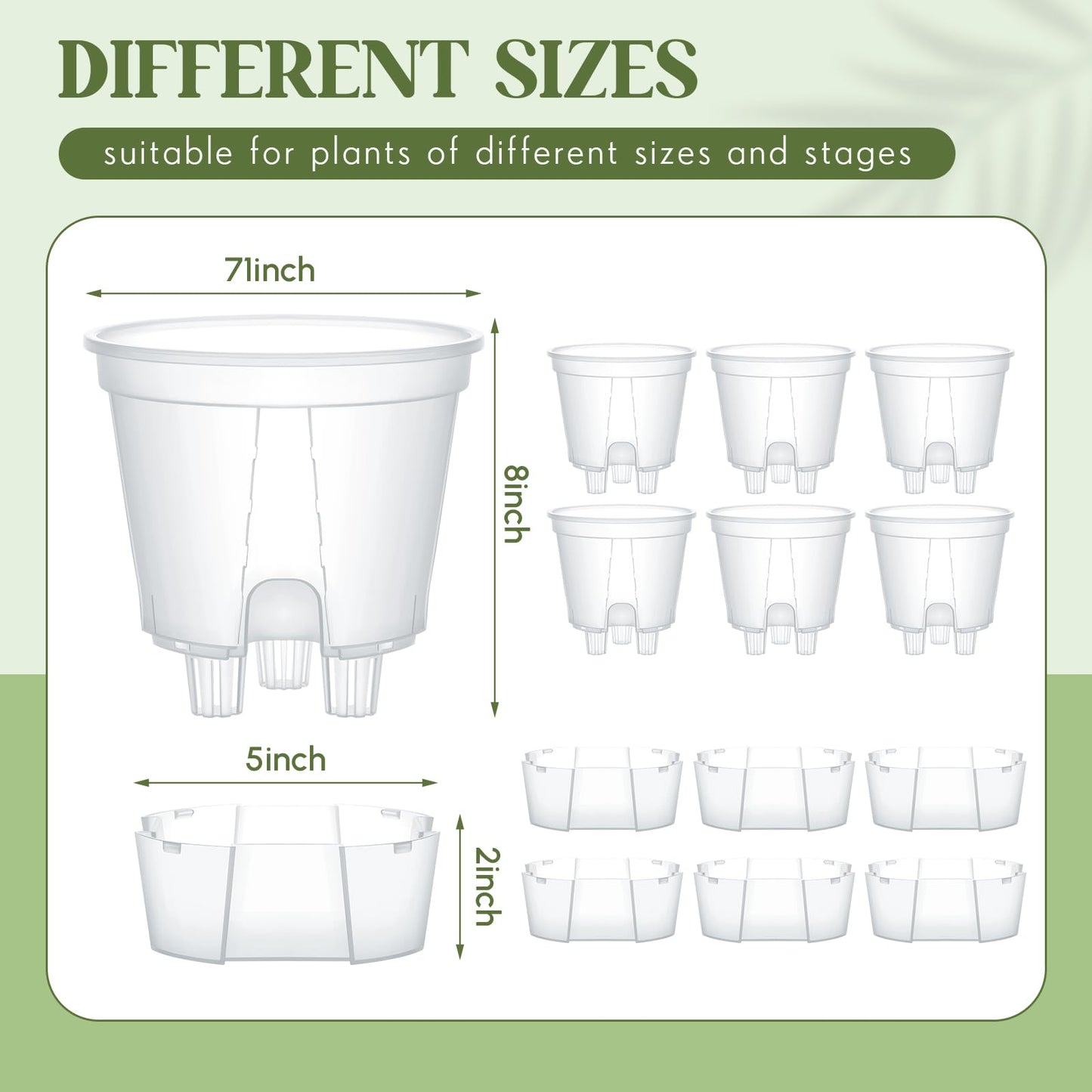 Wonderjune Self Watering Pots for Indoor Plants with Deep Reservoir and High Drainage Holes for Outdoor Plants and Flowers, Bare Root Planter(7.09'',Clear,6 Pcs)