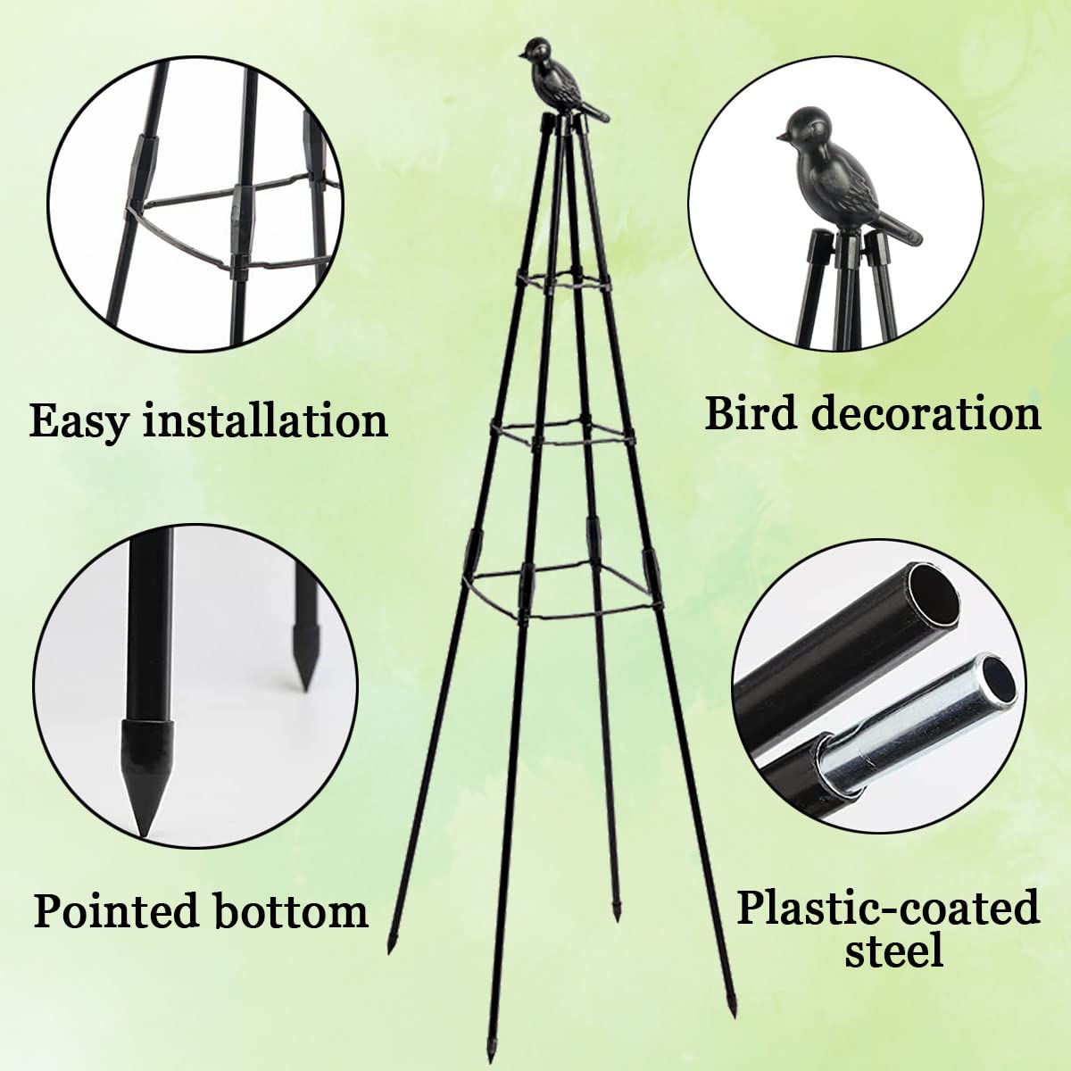 Garden Trellis, 47" Plant Trellis Support Plant Stand for Climbing Plants Outdoor and Indoor Trellis, Potted Plants Flowers Vegetables and Vines, Tomato Cage Tower - 2 Pack