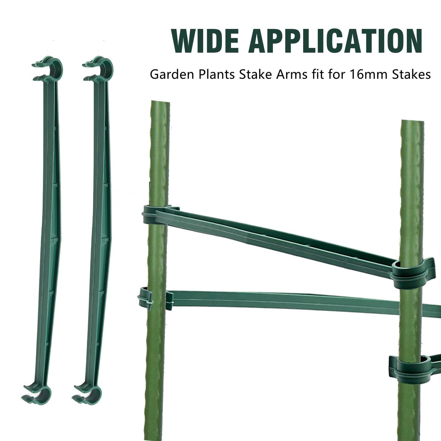 100 PCS Stake Arms for Tomato Cage, 12.6” Expandable Trellis Connectors,Plant Support Garden Stakes, Tomato Stake Supports Fit for 11mm Stakes, for Climbing Plants, Flowers,Vegetables