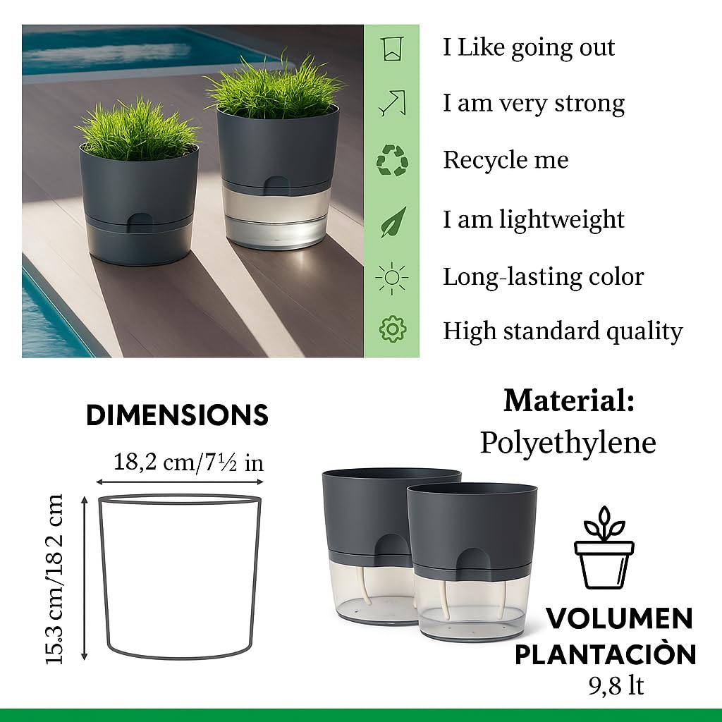 Self Watering Planter Pot with Upgraded Wick System – Modern Indoor Plant Pot with Visible Water Reservoir