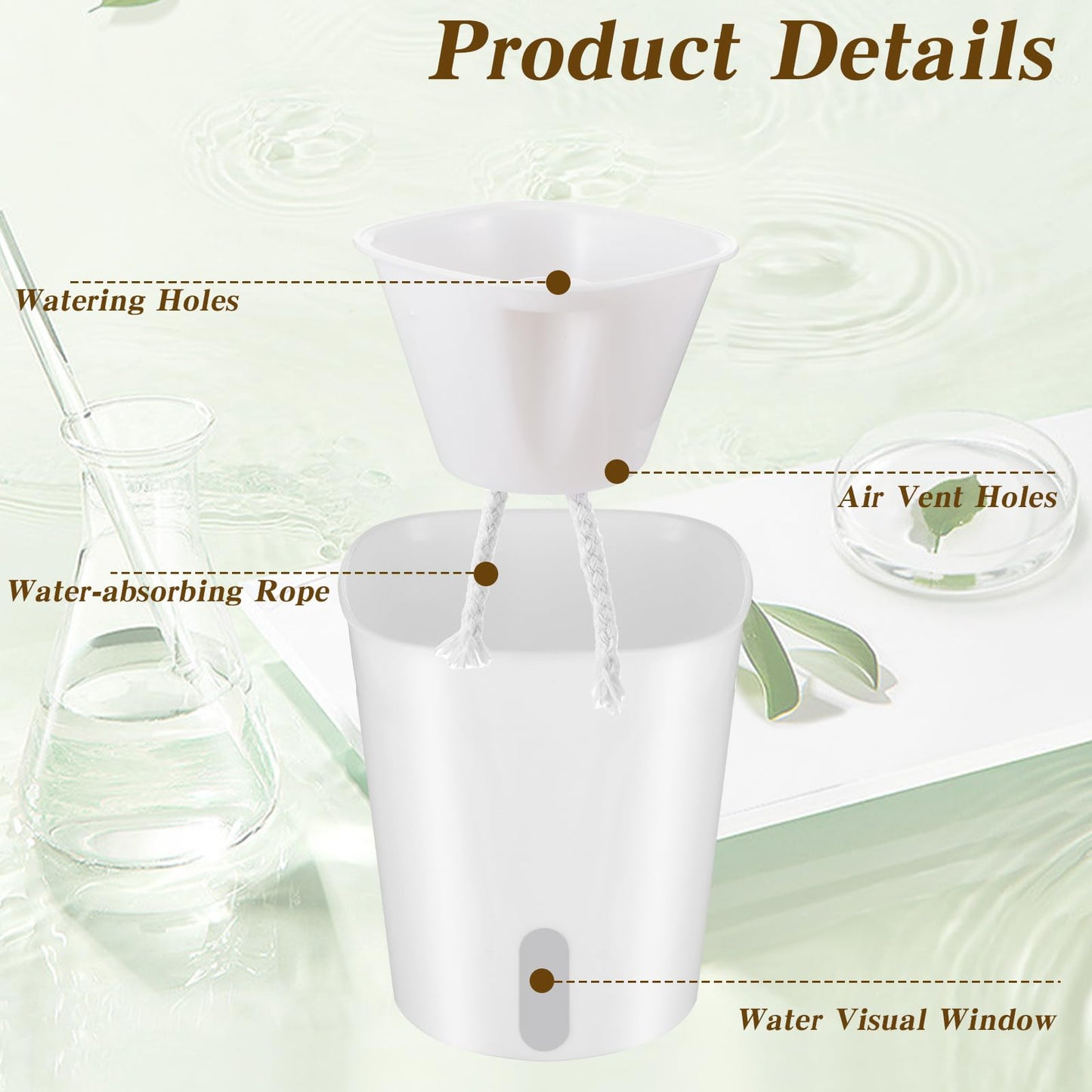 mekueeex 4 Inch Self Watering Pots for Indoor Plants,10 Sets Self Watering Planter Pots with Visual Water Level Window and Multiple Vents,Self Watering Plant Pot for All House Plants,Flowers,Herbs