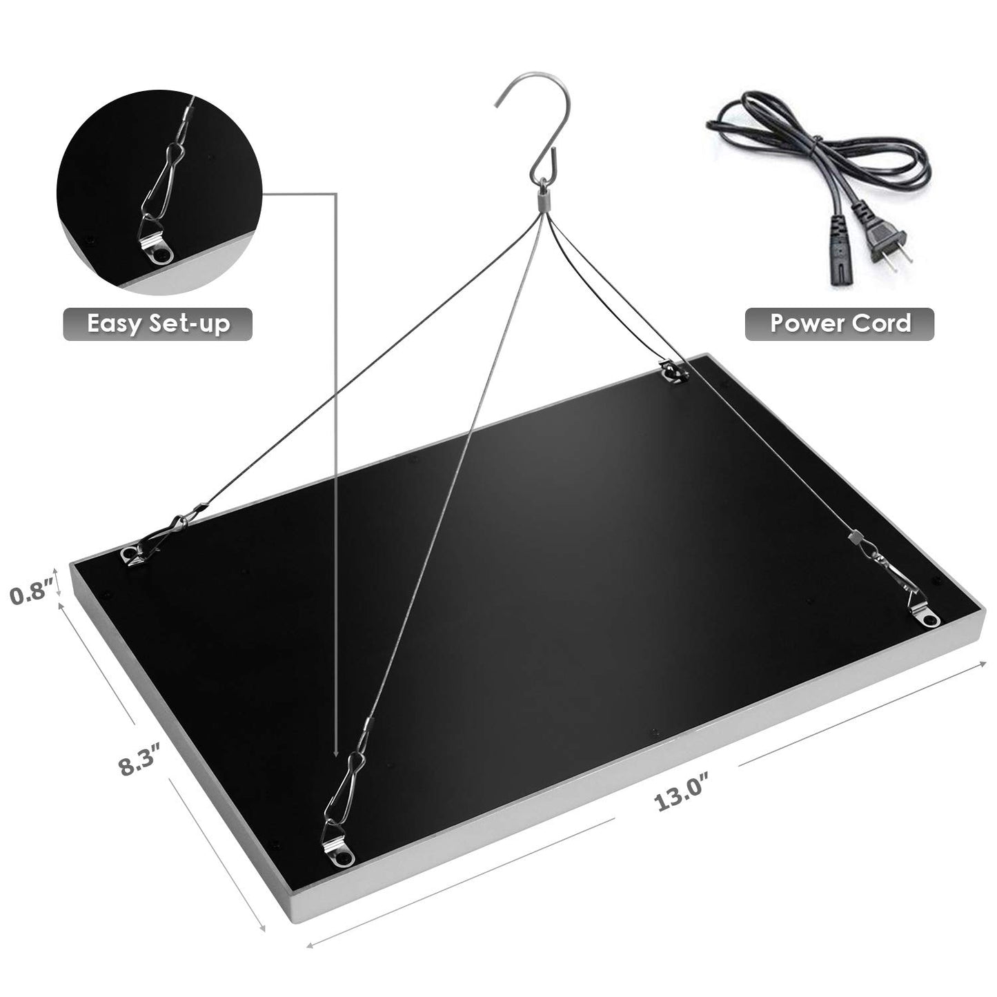 Diboys LED Grow Light for Indoor Plants, 45W Plant Lights Full Spectrum Panel Grow Light for Seedlings, Succulents, Micro Greens, Vegetable and Flower, 2 Pack