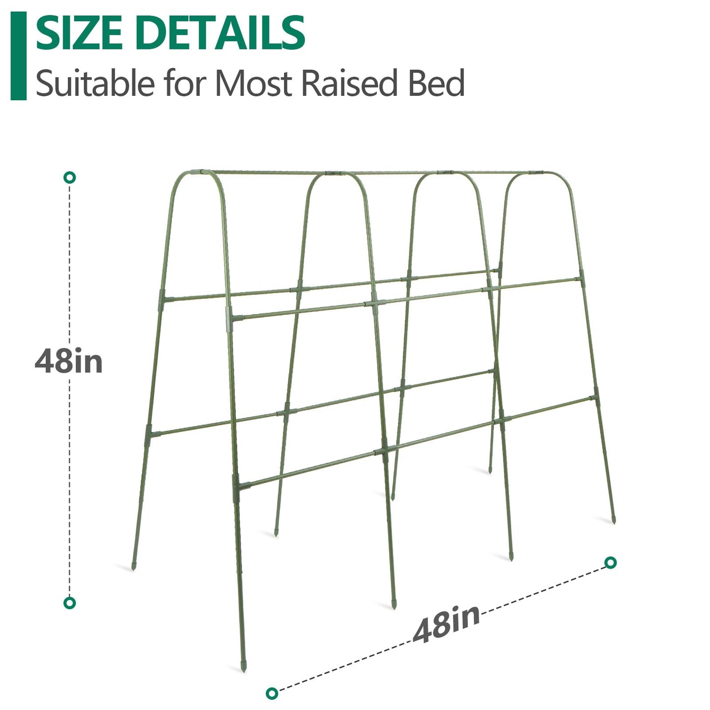 Cucumber Trellis for Raised Bed, 1 Pack 4ft Tall U-Frame, Garden Trellis for Climbing Plants Outdoor, Perfect for Vines, Beans - Green with Netting