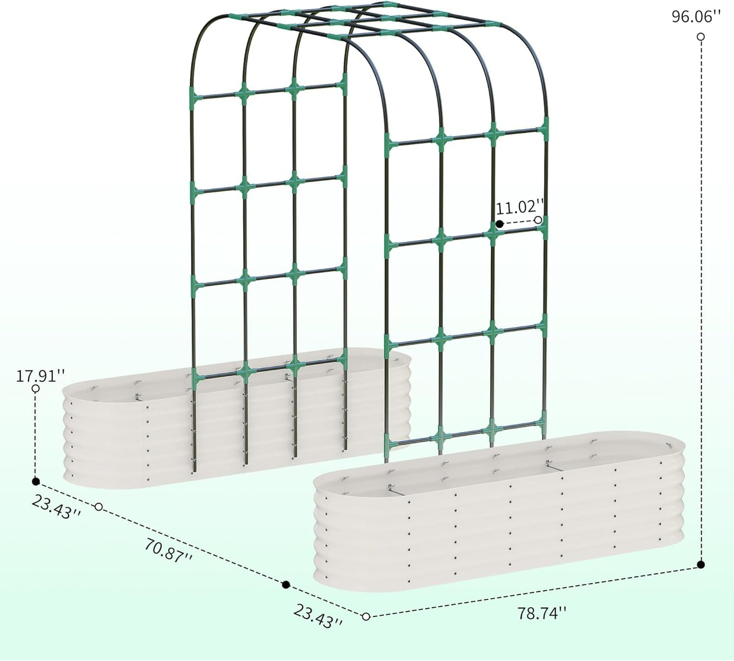 IDEALHOUSE 96" Tall Galvanized Metal Raised Garden Bed with Vertical Arch Trellis, Expandable Outdoor Planter Box for Climbing Vegetables & Flowers, Includes Plant Clips and Drainage Netting, Beige