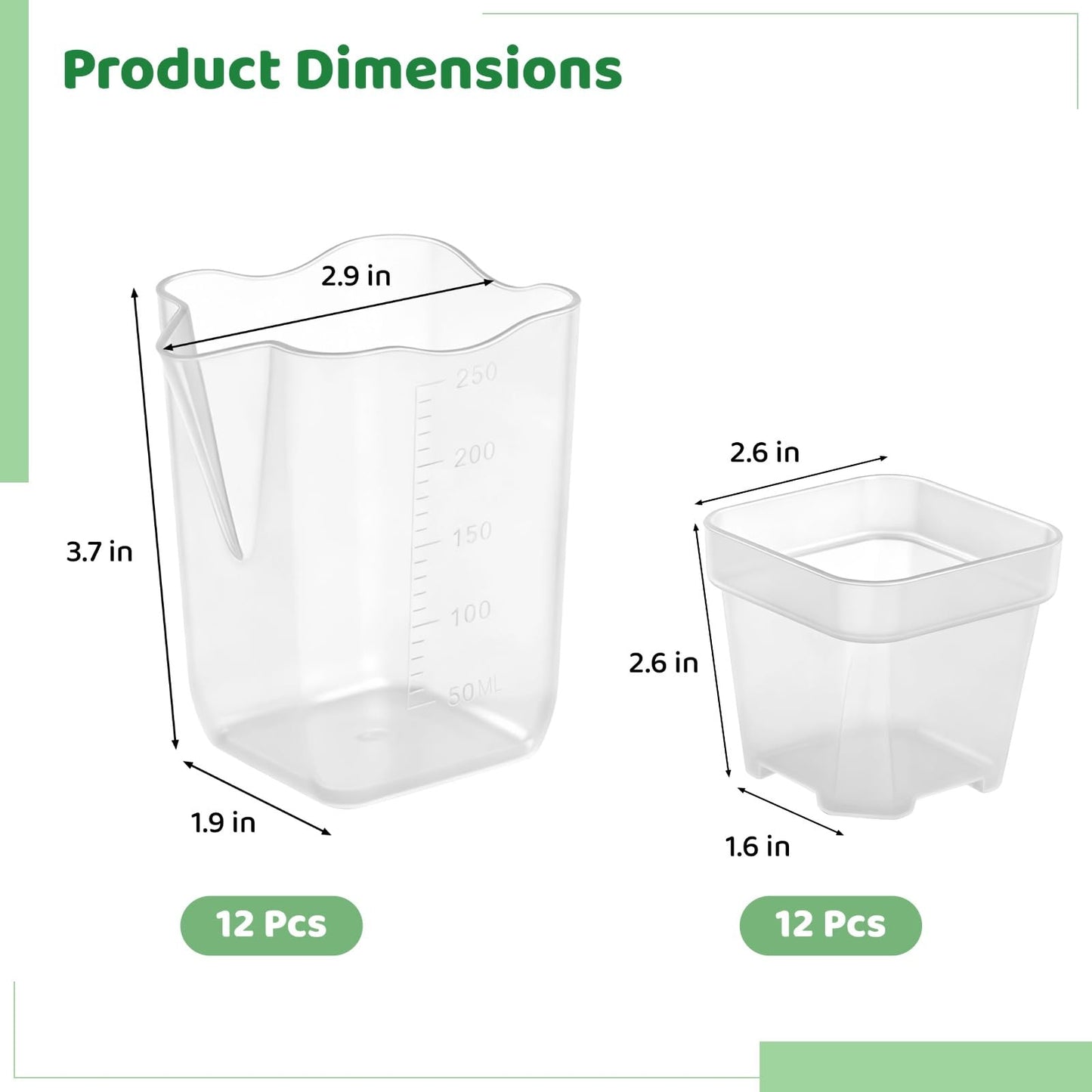 ZALIR 12 Pack Small Self Watering Pots Set, Mini Transparent Plastic Planters, Semi-Hydro Pots, 2.6 in Hydroponic Pots for Succulents, Seedlings, Herbs, Flowers