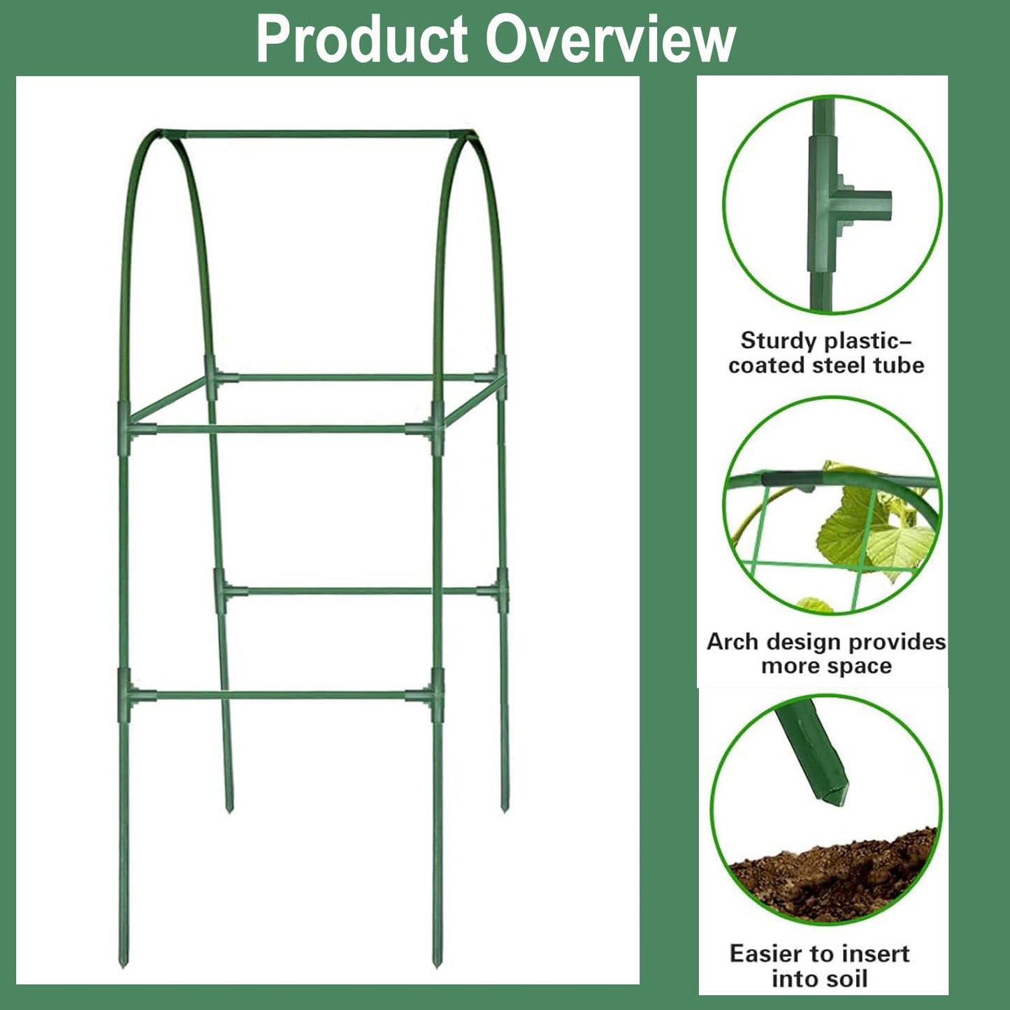 Garden Arch Trellis for Climbing Plants Outdoor, Lightweight Metal+PE Coated Garden Arch Trellis Plant Stand for Climbing Vines, Lawn Tower & Garden Support Structure