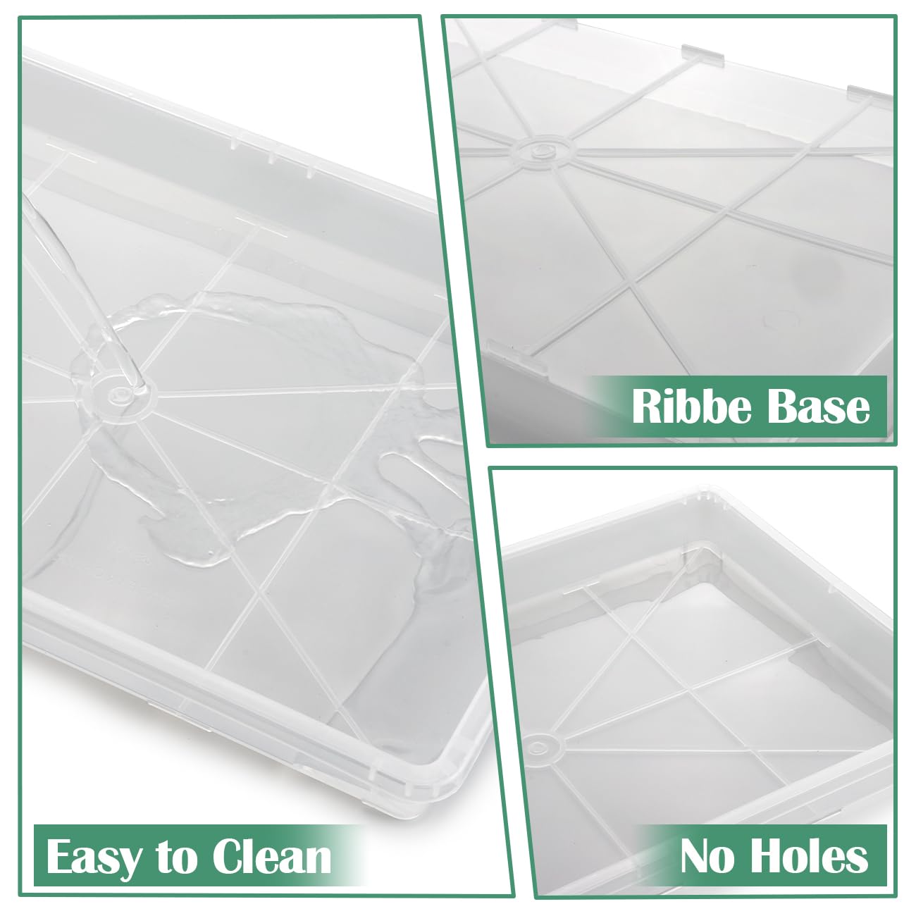 RooTrimmer Clear Seed Starter Trays 5 Pack(17"x11"x2"), Reusable Plastic Carrying Seedling & Nursery Trays, Durable Flat Pots Trays, Transparent Square Tray for Planting and Collecting Drainage Water