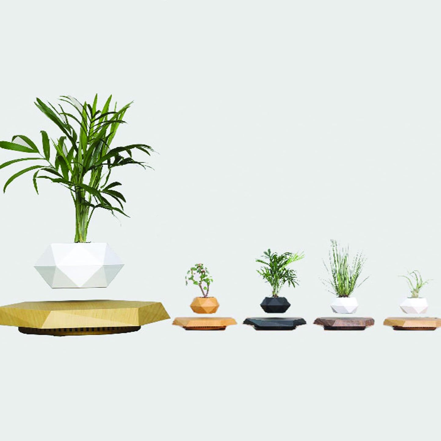 LMingKun Levitating Plant Pot - Floating Plant Pot for Small Plants. Levitating Decor for Home & Office Magnetic Floating Levitating Display (Light Wood Grain)