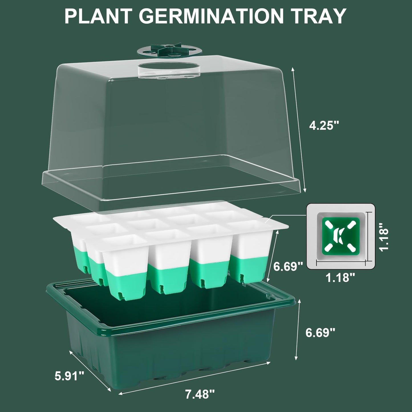 Sondiko Silicone Seed Starter Tray, 48 Cell Reusable Seed Starter Kit, Seedling Starter Trays with Humidity Dome, Mini Greenhouse Germination Kit, Perfect for Starting Vegetable, Flower & Herb Seeds