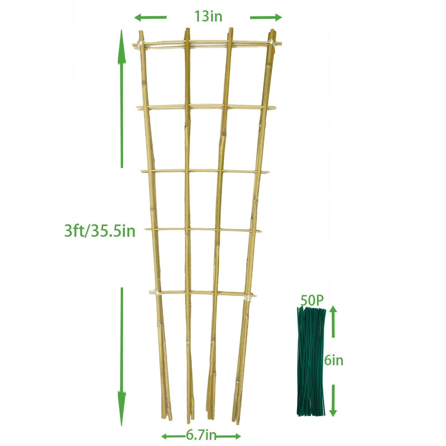 Natural Bamboo Trellis, 3Feet,3Pack,Fan-Shaped Plant Support Trellis for Outdoor and Indoor Potted Climbing Plants,Vegetables, Cucumber, Tomato, Hoya,